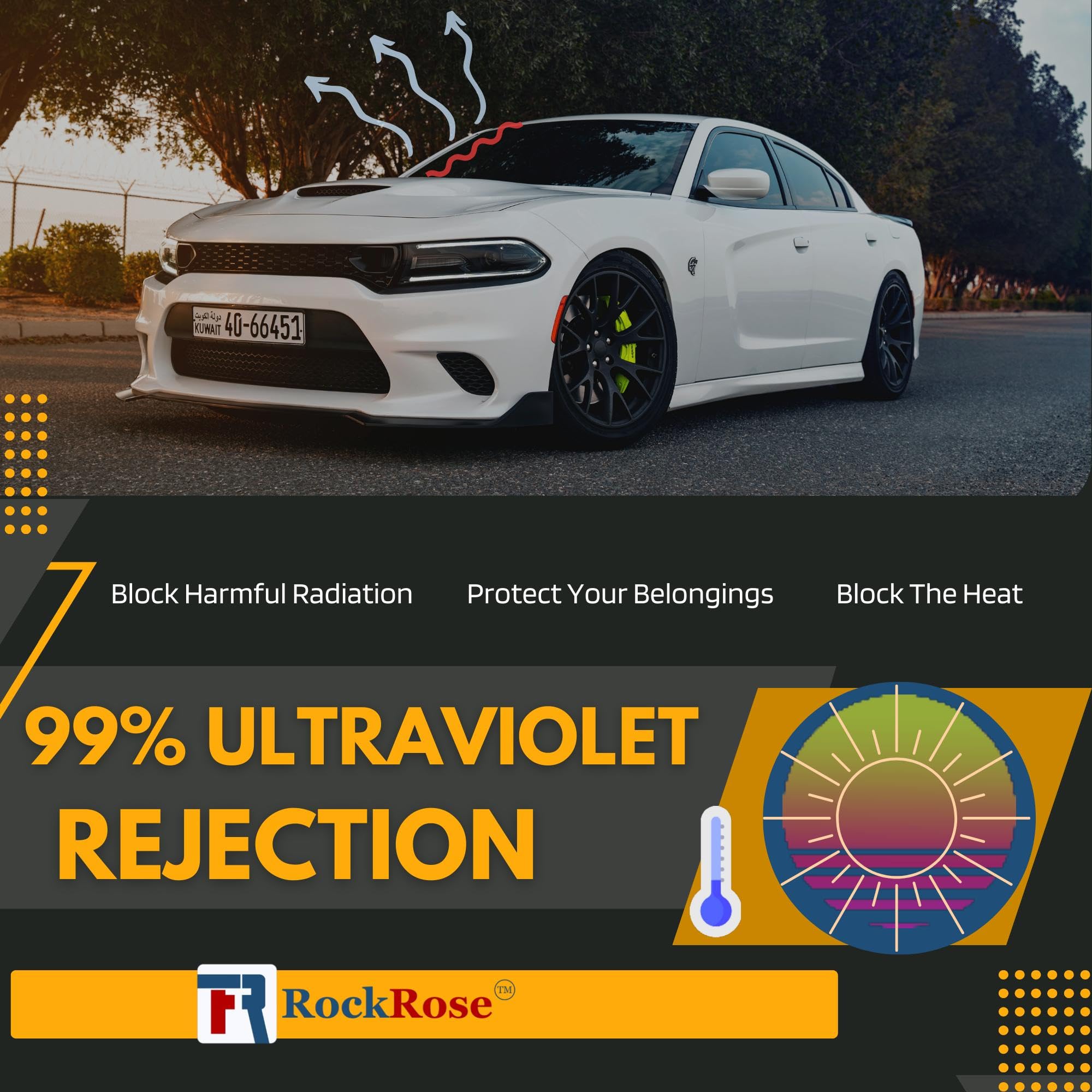 RockRose 5% VLT Nano Ceramic Car Window Tint Film - 24