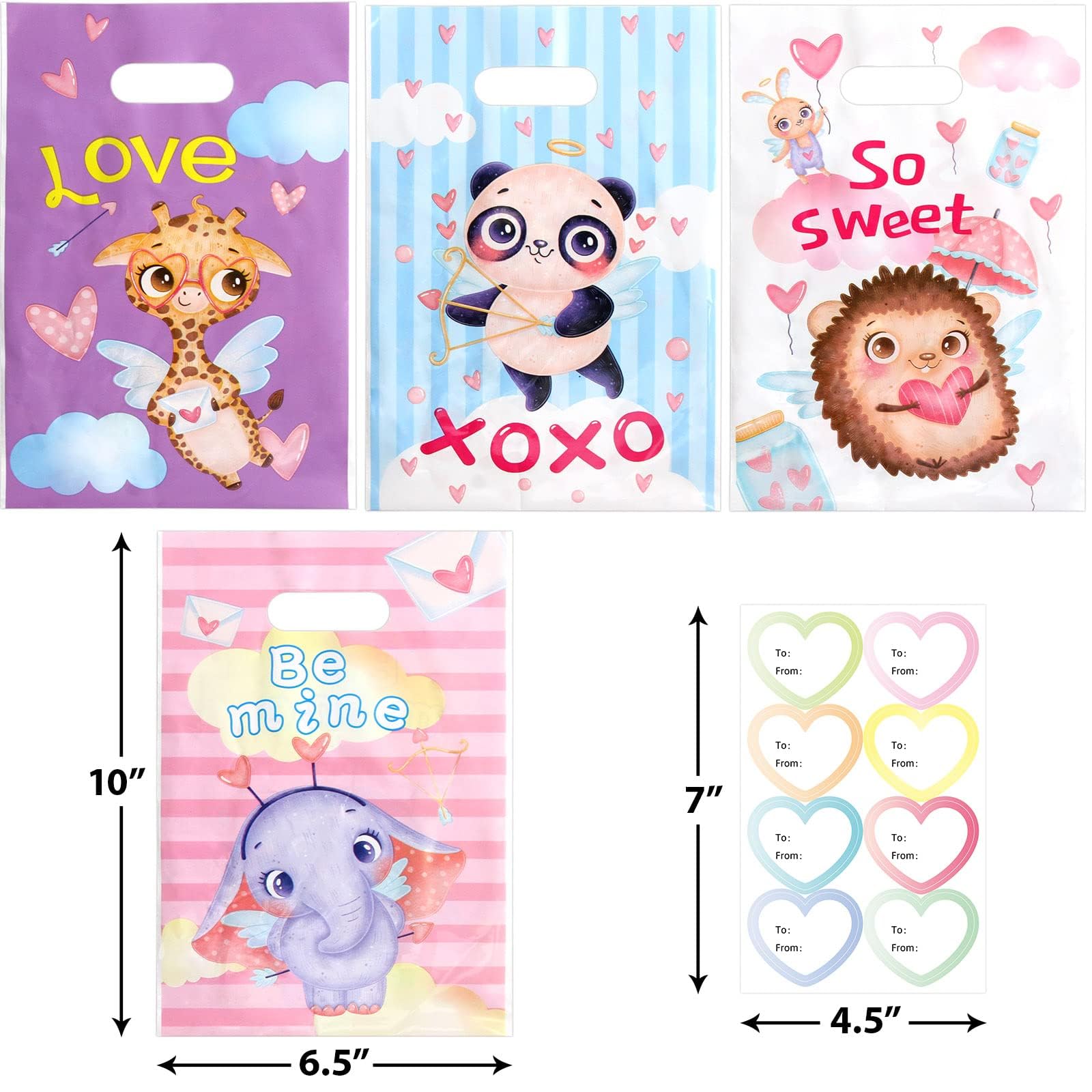 Valentine's Day Goodie Bags 24Pcs - Cute Treat Bags for Kids Party Favors, School Classroom Exchange, Gift Wrapping (Ceiba Tree Design) - Perfect for Valentine's Day Celebrations, Classroom Activities & Party Giveaways