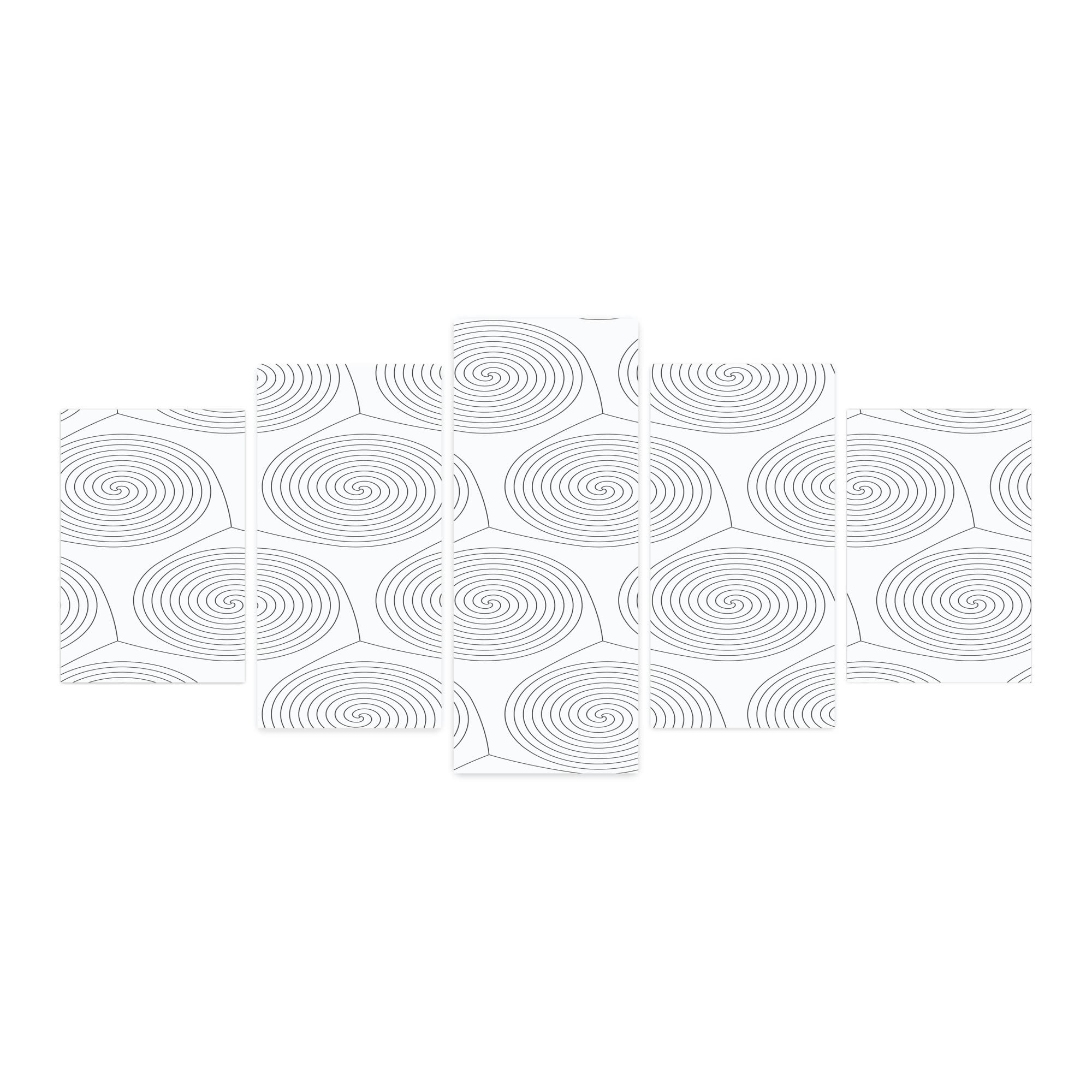 Ambesonne Abstract 5-Panel Acrylic Glass Wall Art - Modern Geometric Spiral Circles Monochrome Linked Rings Round Design - Pearl Grey 60
