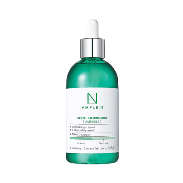 AMPLE:N Centel Calming Shot Ampoule 100ml - Soothing Facial Serum for Sensitive Skin, Hydration & Redness Relief - Perfect for Daily Skincare Routine & Post-Treatment Care