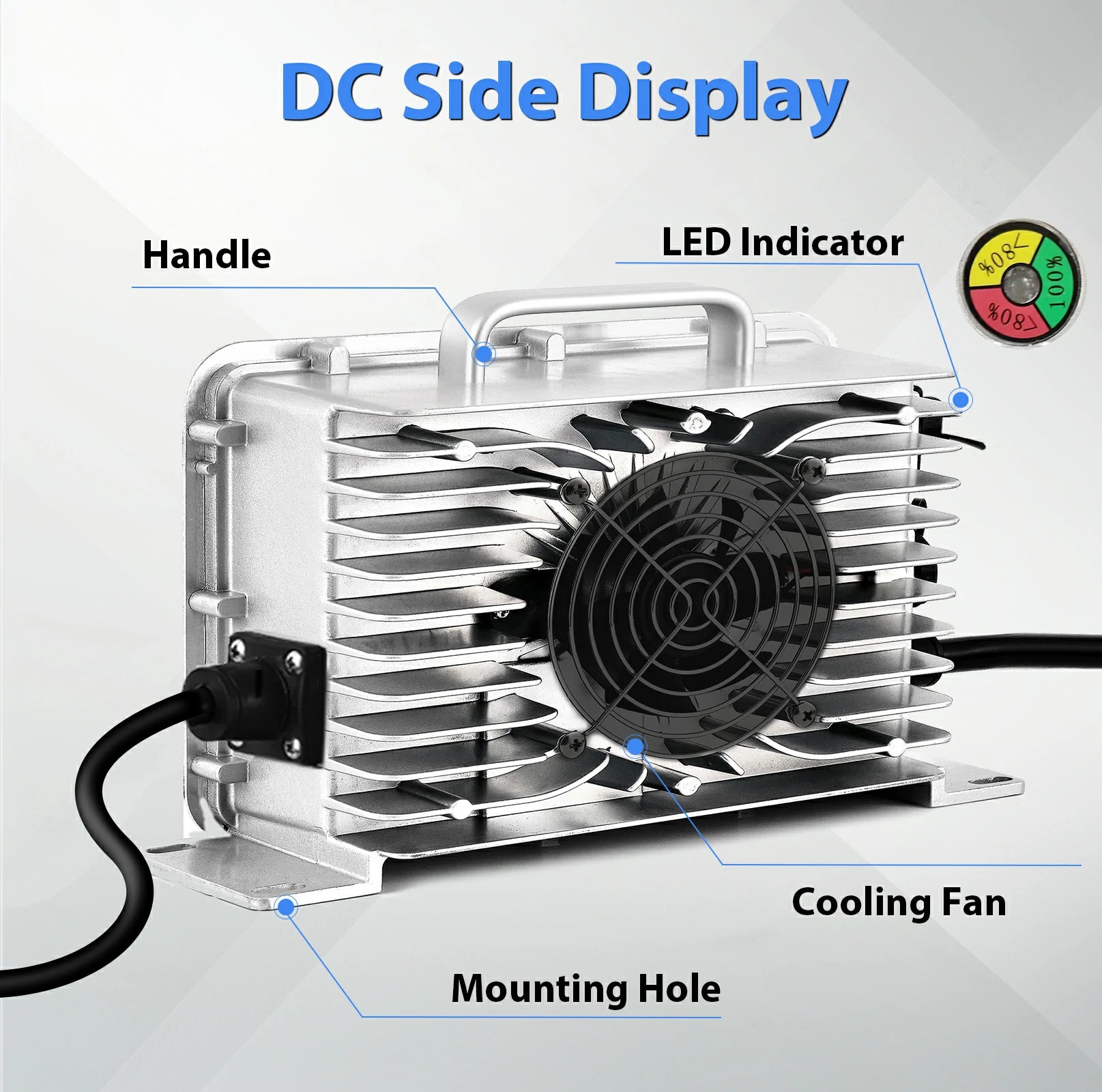 43.8V 18A LiFePO4 Battery Charger with Aluminum Shell - Fast Charging for Electric Bikes, Scooters, Golf Carts & Solar Power Systems