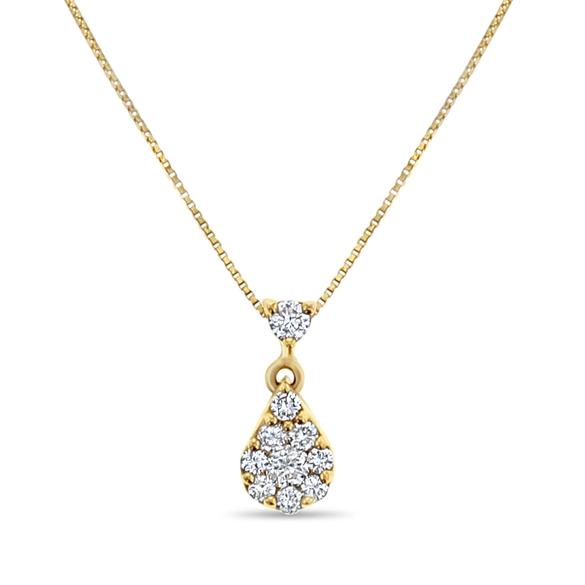 0.5 Carat Diamond Teardrop Pendant Necklace in 14K Yellow Gold - Elegant Jewelry Gift for Women, Perfect for Weddings, Anniversaries & Special Occasions