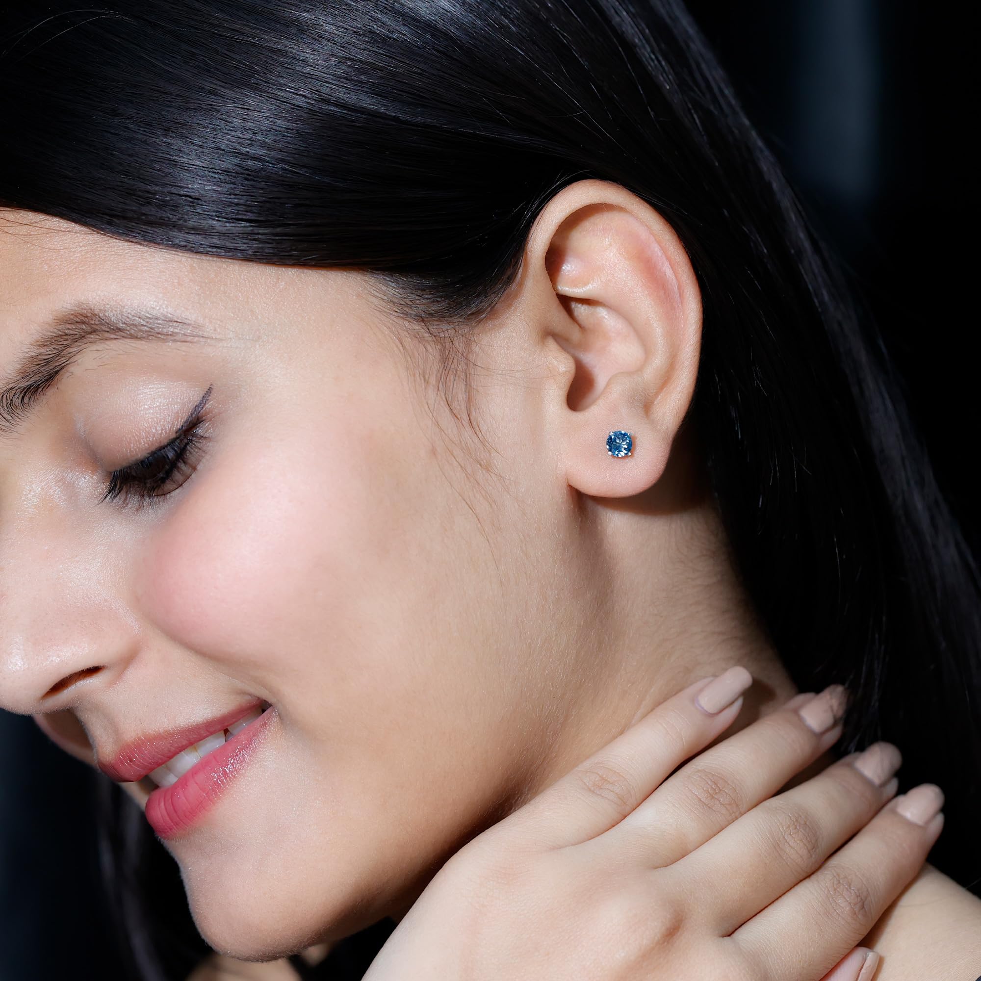 London Blue Topaz Solitaire Screw Back Stud Earrings - December Birthstone Jewelry, Elegant Gift for Women, Perfect for Birthdays, Anniversaries & Special Occasions