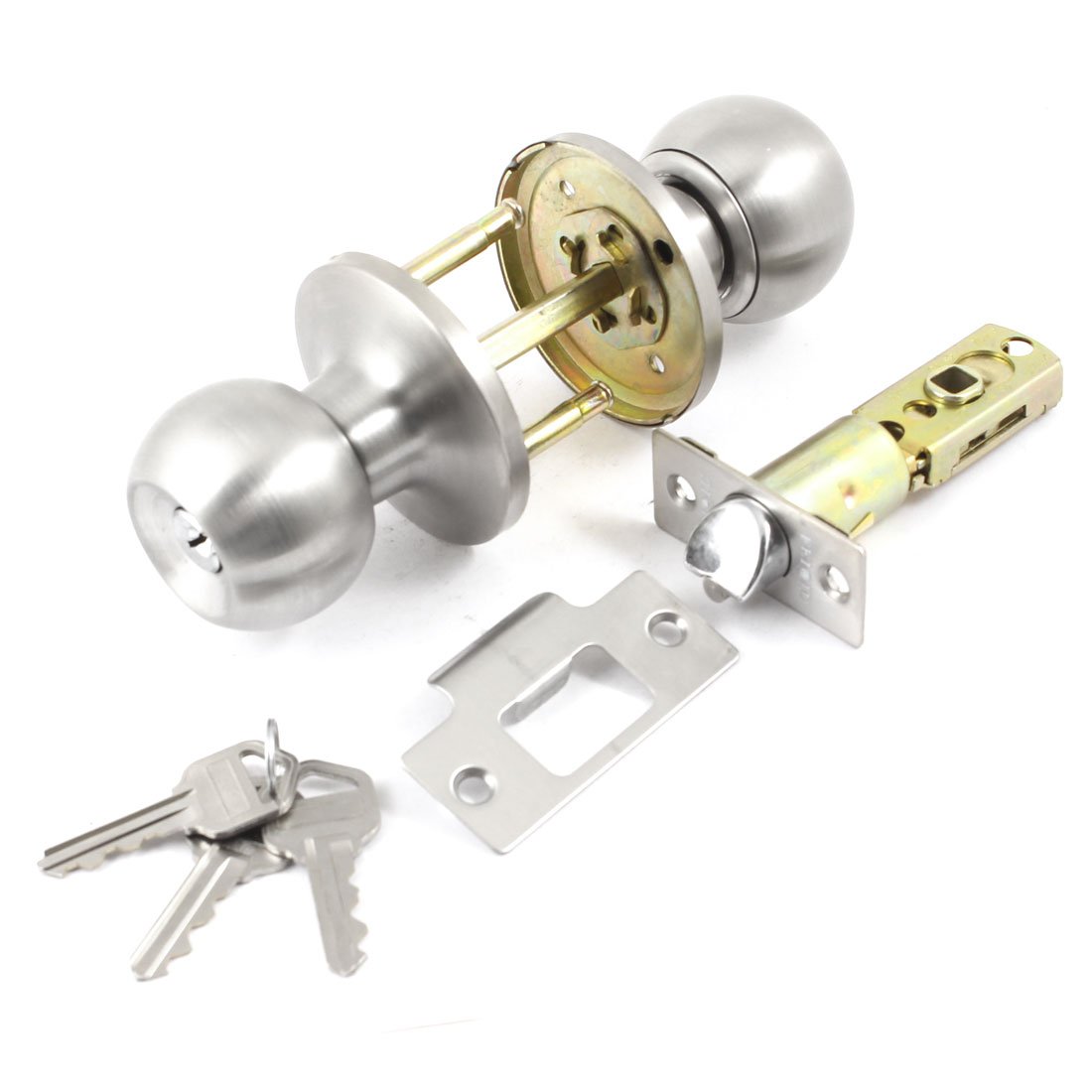 uxcell Round Knob Door Lock - Keyed Entry Lockset for 35mm-60mm Thickness Doors - Ideal for Restrooms, Bathrooms, and Privacy Spaces