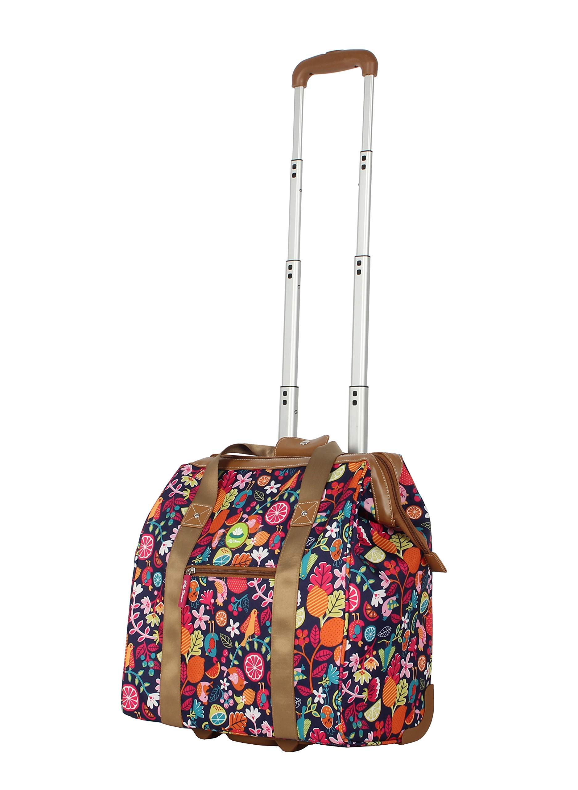 Lily Bloom 15-Inch Designer Under Seat Tote Carry-On Bag for Women - Lightweight Spinner Wheel Cabin Luggage with Stylish Pattern (Fruit Loops) - Perfect for Air Travel, Business Trips & Weekend Getaways