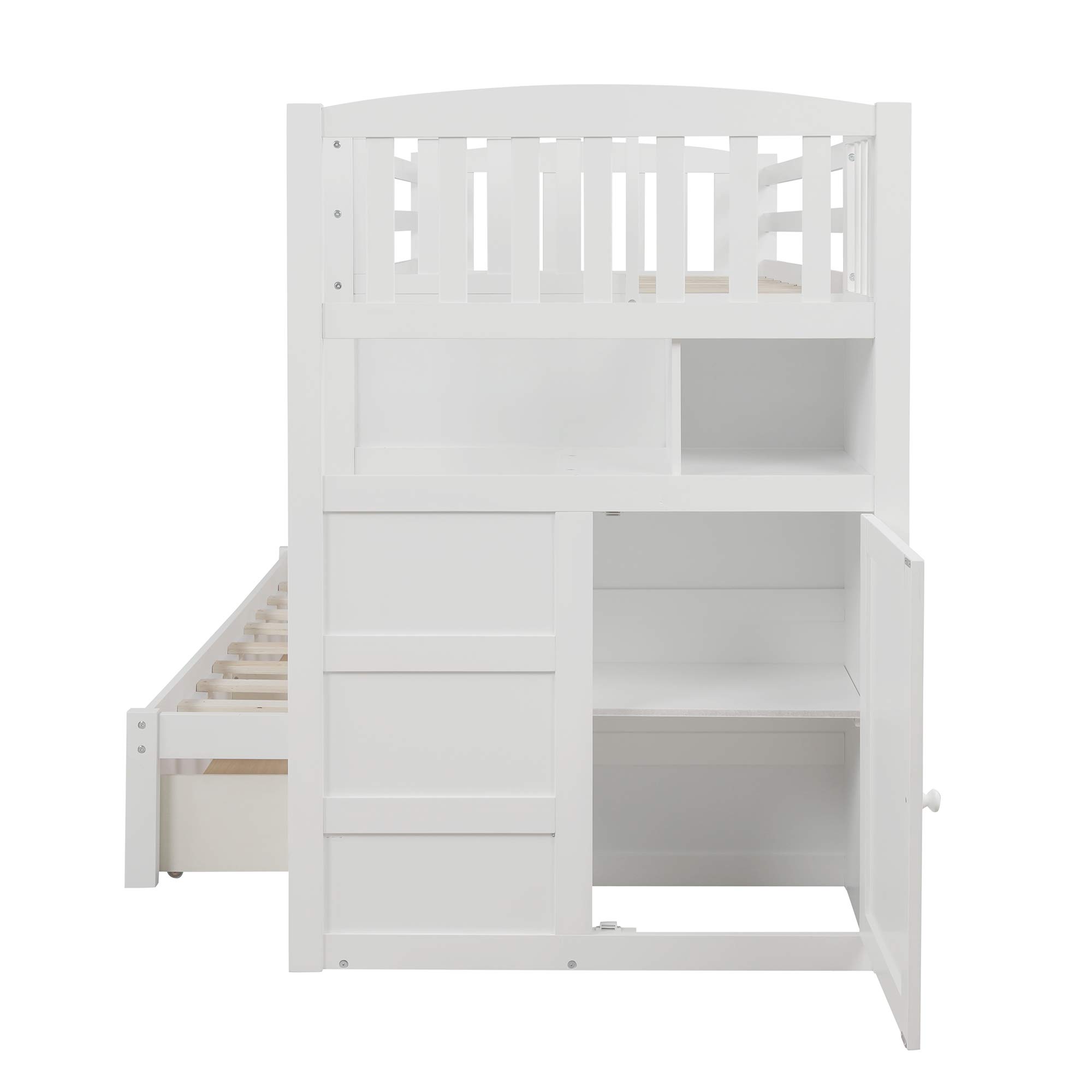 Convertible Twin Over Full Bunk Bed with Storage - Solid Wood Frame for Kids & Adults - Space-Saving Bedroom Furniture for Small Rooms