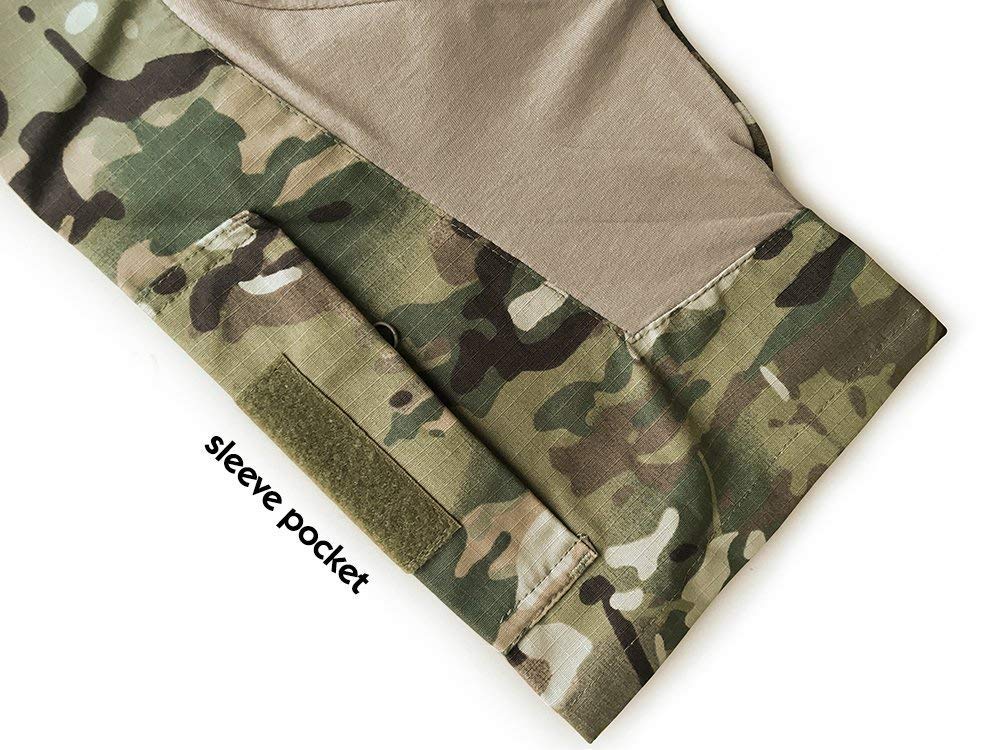 Lilychan Men's Tactical Short Sleeve Shirt - Military Combat Outdoor Shirt with Zipper Pocket | Perfect for Hiking, Camping & Airsoft Activities