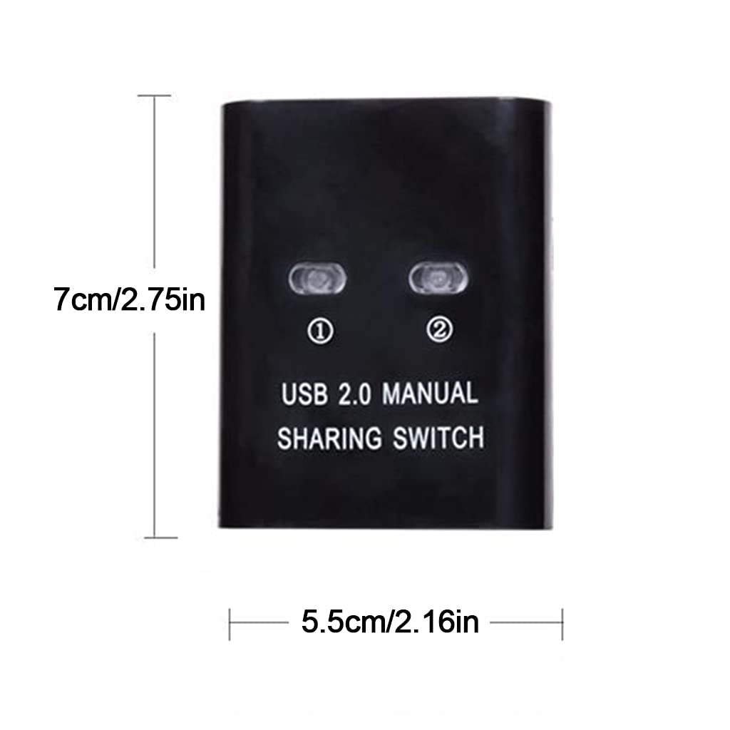 USB 2.0 Printer Sharing Hub - 2-Port Manual Switch for 2 Computers | USB Splitter Adapter & Switcher | Perfect for Home Office & Small Business Printing Needs