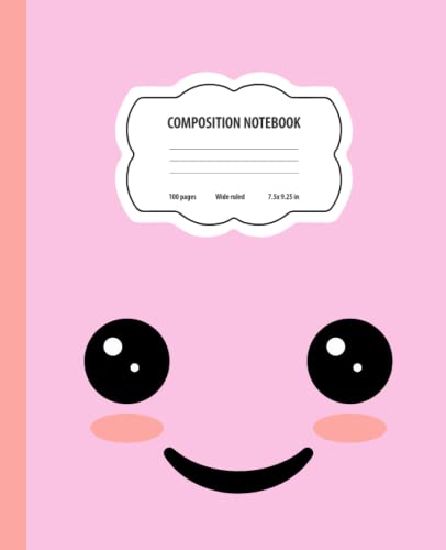 Kawaii Pink Composition Notebook Wide Ruled - Cute School Notebook for Teen Girls, College Students | Perfect for Note Taking, Journaling & Homework | Back to School Supplies, Study Essentials