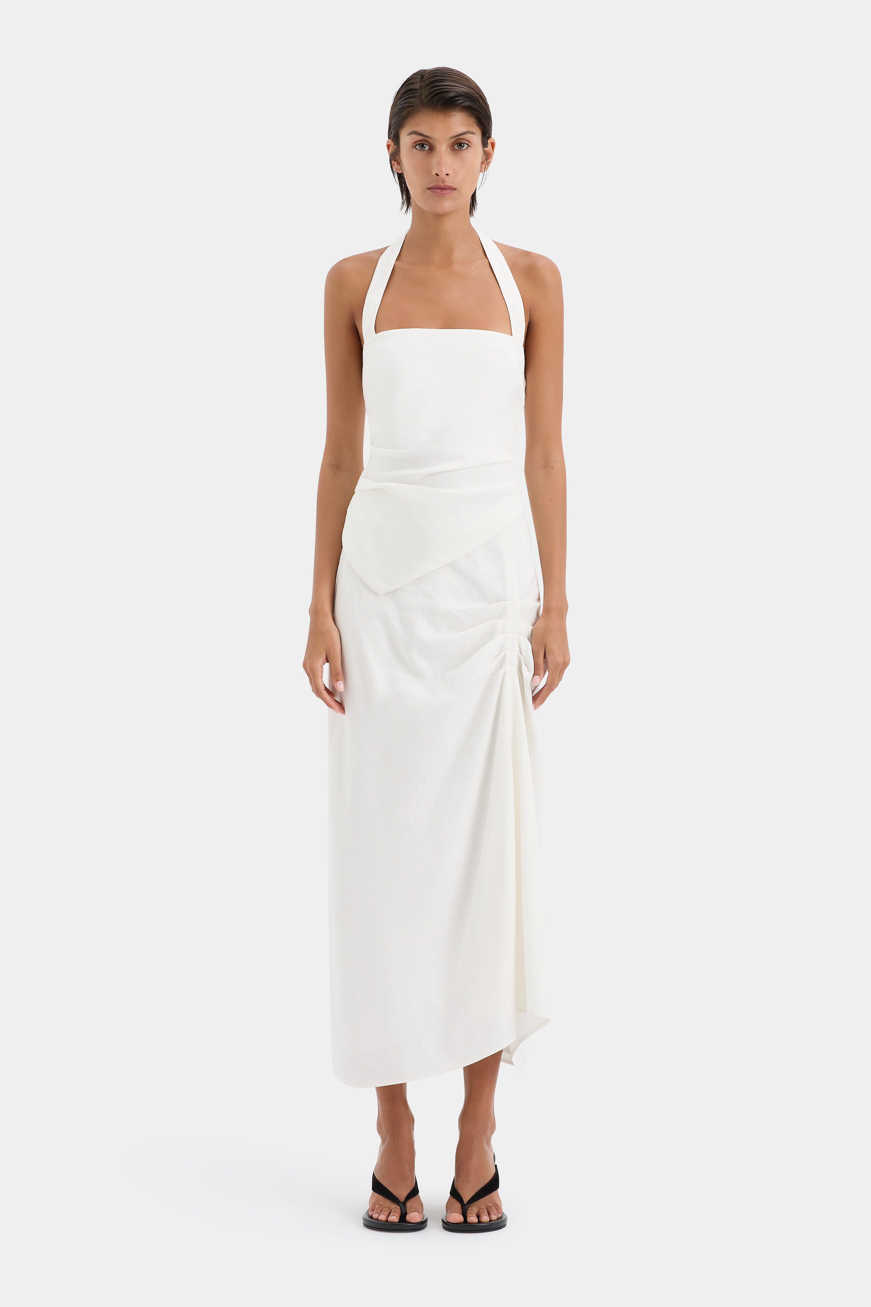 Elegant Dorian Ruched Midi Skirt for Women - Stretchy High Waist Bodycon Pencil Skirt - Perfect for Office, Party, and Date Night Outfits