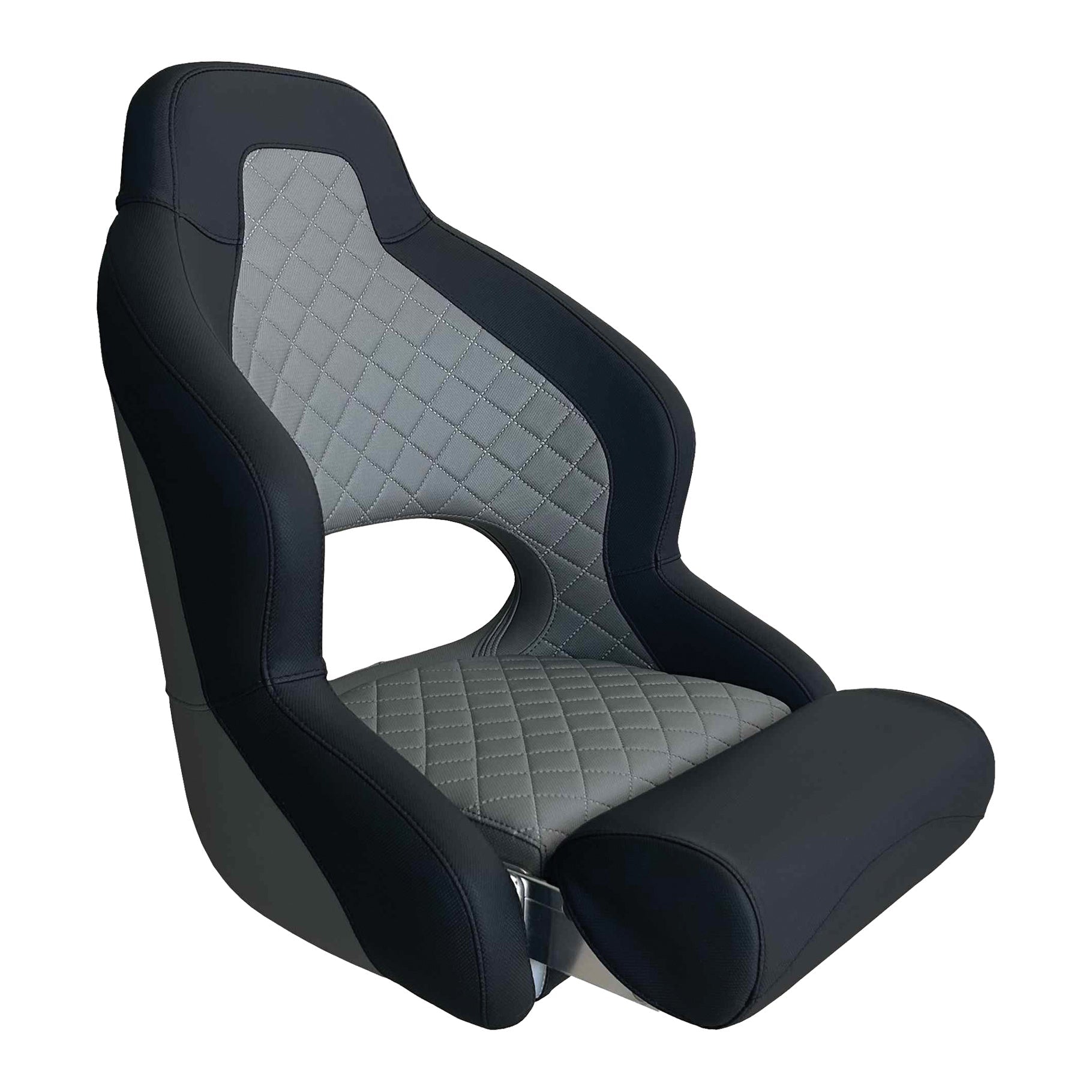 Axis H52 Compact Flip Up Seat - Black with Diamond Stitch Dusty Grey | Space-Saving Folding Chair for Small Apartments, Dorm Rooms & Outdoor Camping