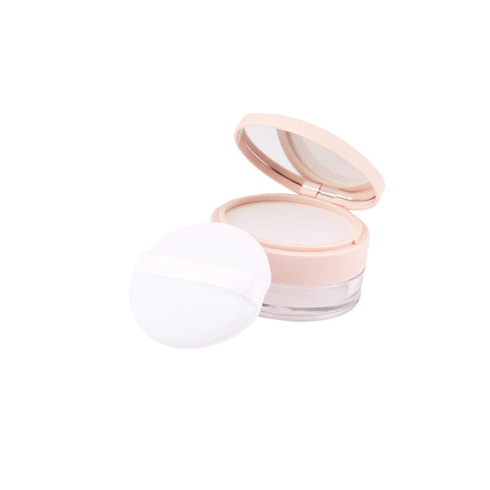 Refillable Loose Powder Container with Puff, Mirror & Mesh Sifter - Reusable Plastic Cosmetic Case for Makeup Touch-Ups & Travel