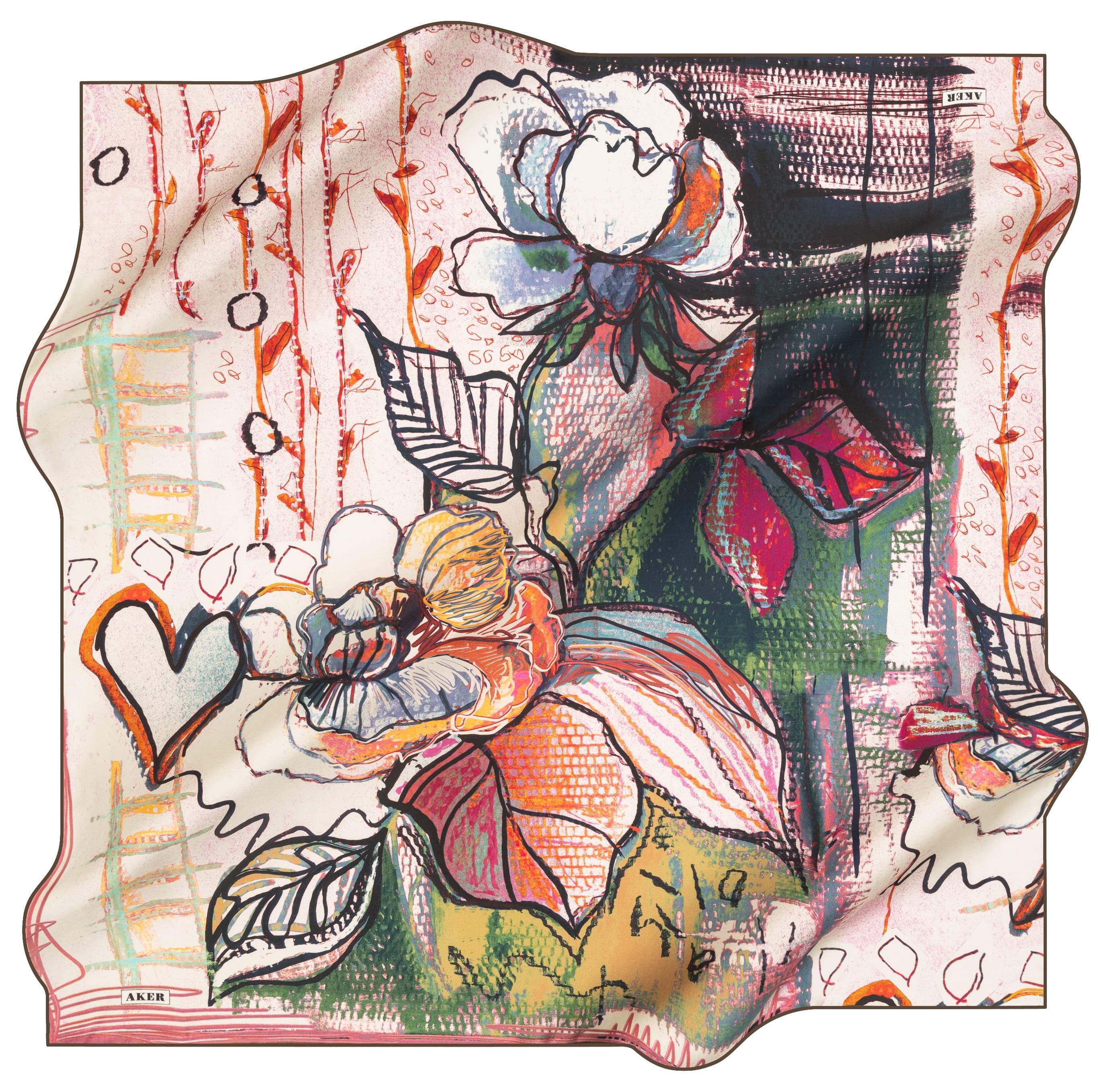 Aker Desire Silk Twill Scarf No.51 - Luxury Women's Fashion Accessory for Office, Travel & Special Occasions