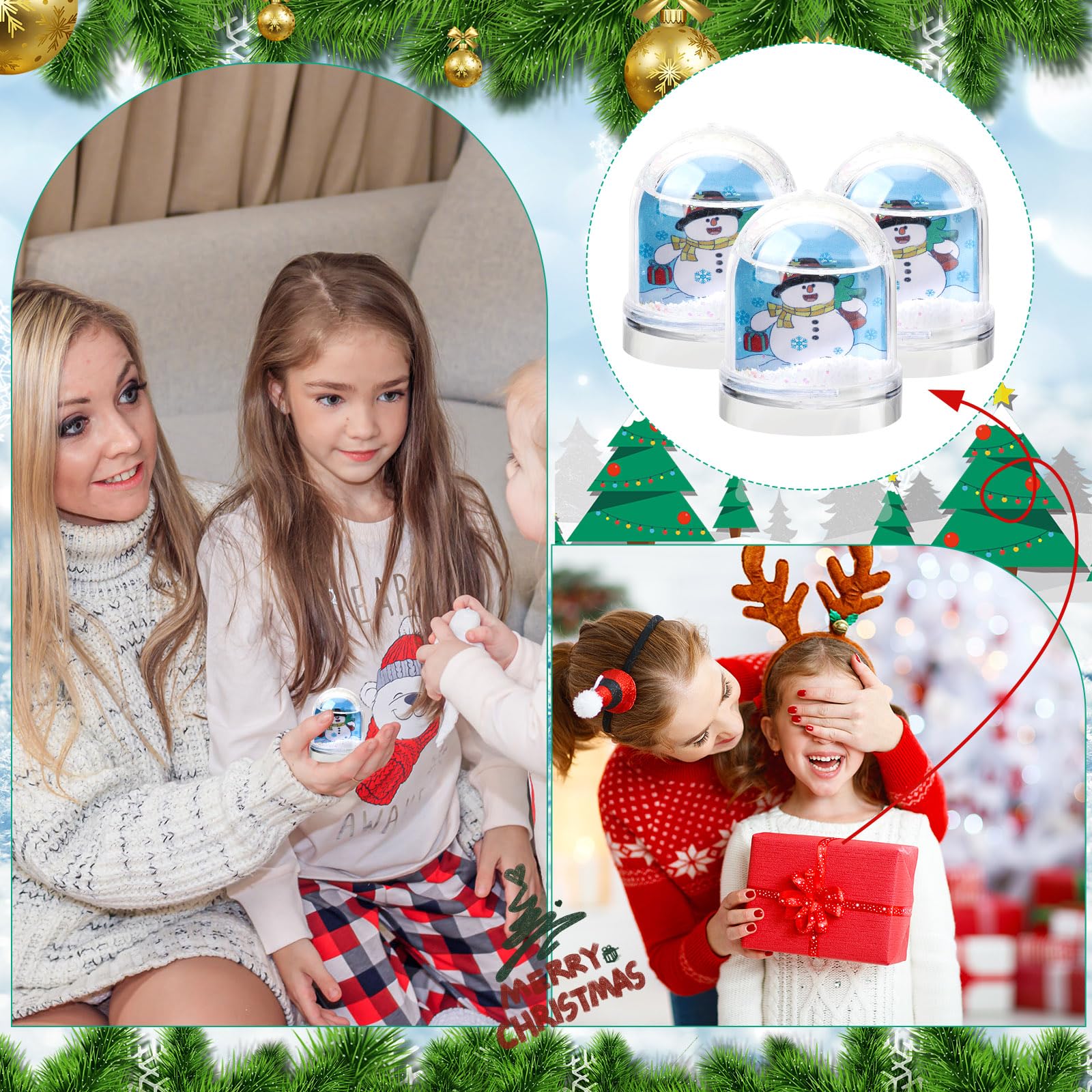 Poen 24 Set Christmas Snowman Snow Globe Kits for Kids Bulk - DIY Holiday Craft Kit, Create Your Own Snowman Snow Globe for Christmas Decorations, Arts & Crafts, Classroom Activities & Family Fun