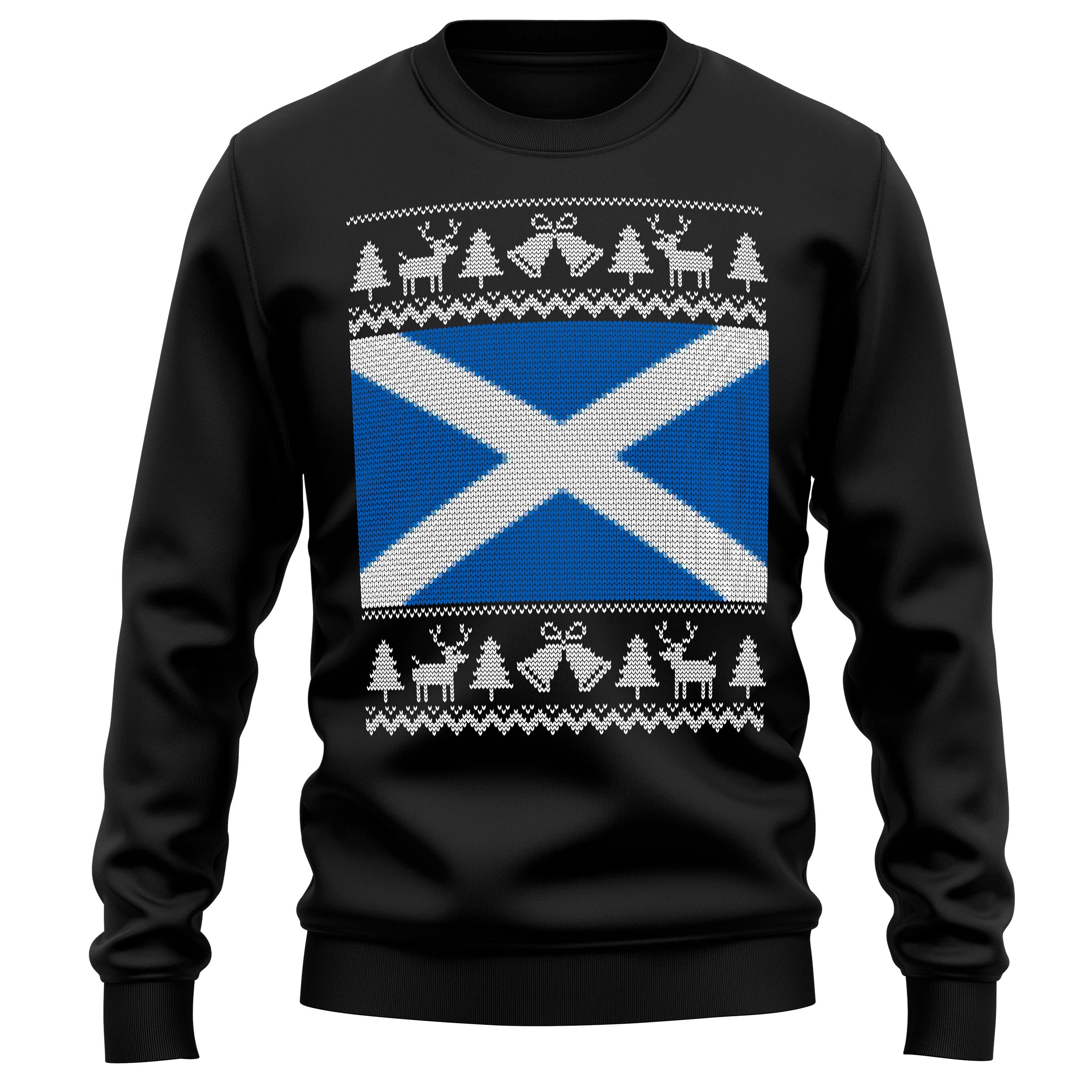 Funny Scottish Flag Christmas Sweater for Adults - Purple Print House Scotland Reindeer Fair Isle Ugly Holiday Sweatshirt | Perfect Xmas Gift for Men & Women | Office Party, Family Gatherings & Festive Celebrations