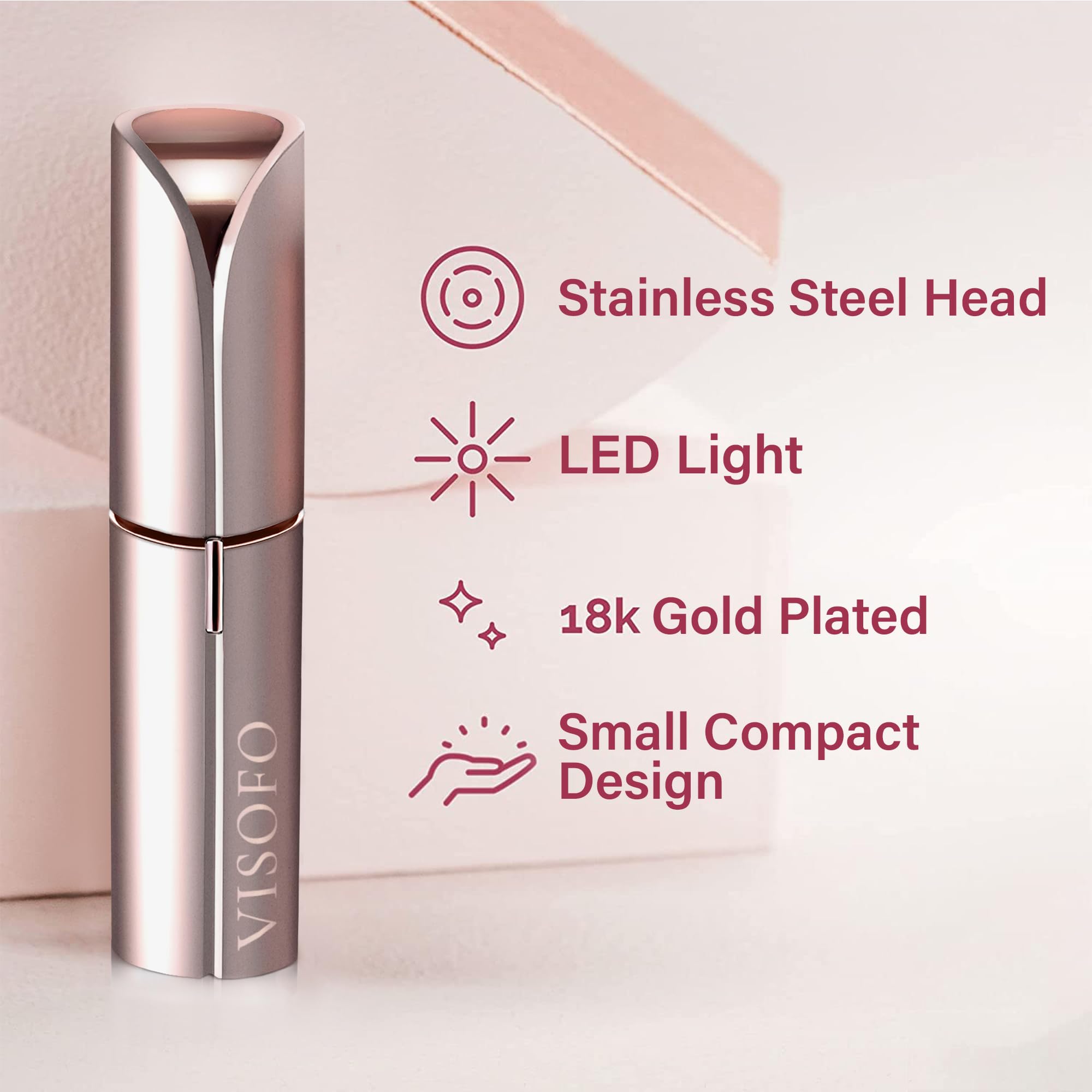 VISOFO Electric Facial Hair Remover for Women - Painless Dermaplaning Tool, Epilator & Trimmer for Upper Lip, Eyebrows & Face | Smooth Skin Beauty Gadget | Perfect for Home Spa, Travel & Daily Skincare Routine