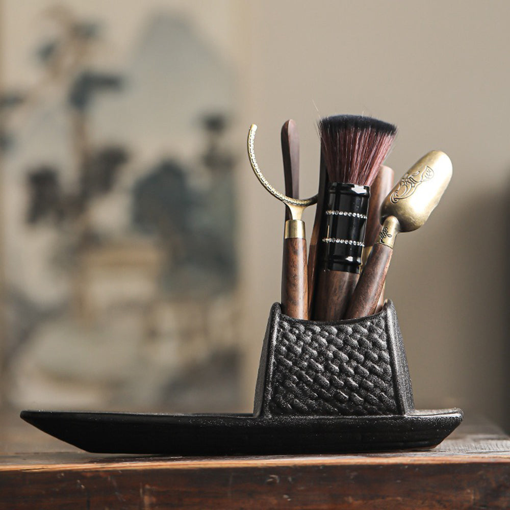 Premium Ceramic Tea Boat Set with Monk Figurine - Perfect for Gongfu Tea Ceremony, Zen Meditation & Home Decor