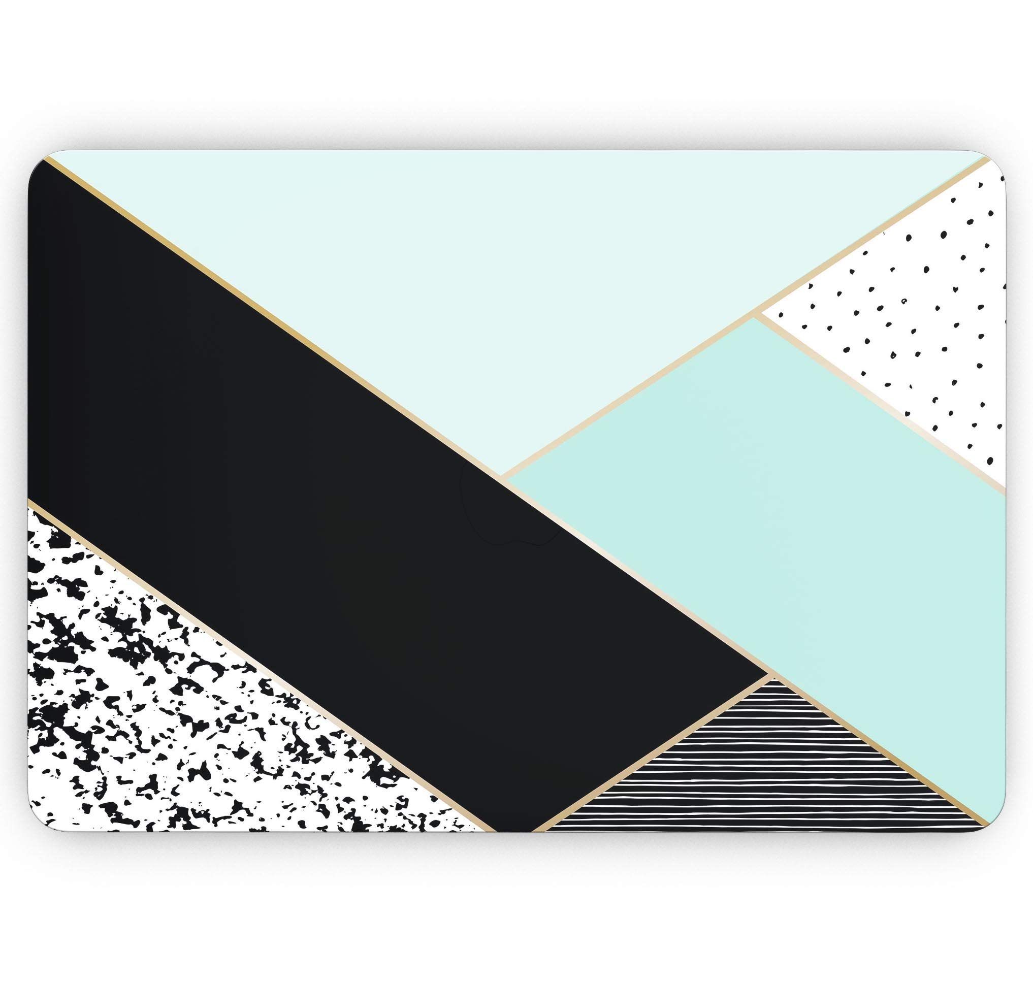 Minimalist Mint & Gold Striped Full-Body Protective Skin Wrap for MacBook Air 13