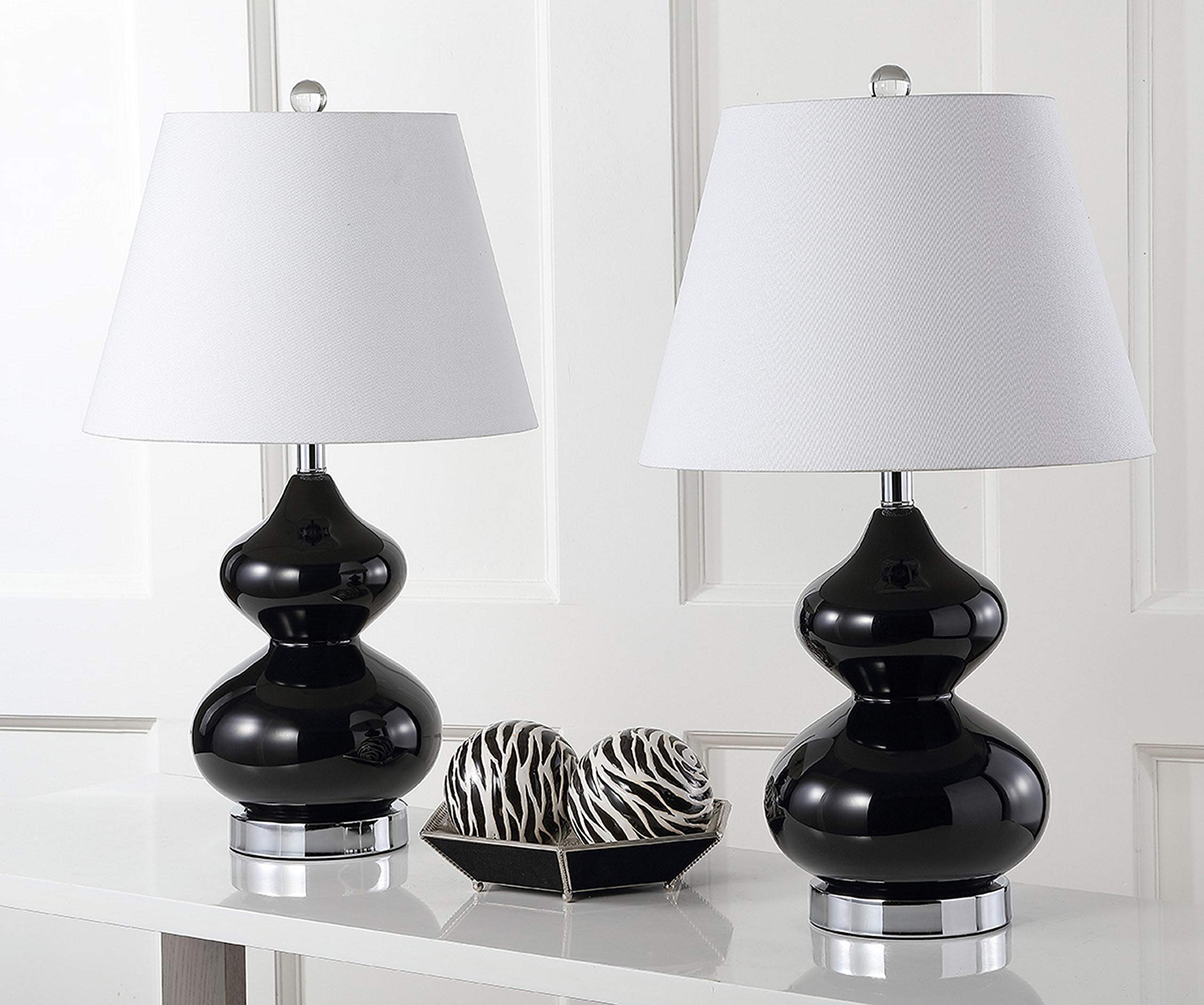 SAFAVIEH Eva Modern Black Double Gourd Glass Table Lamp Set of 2 - 24