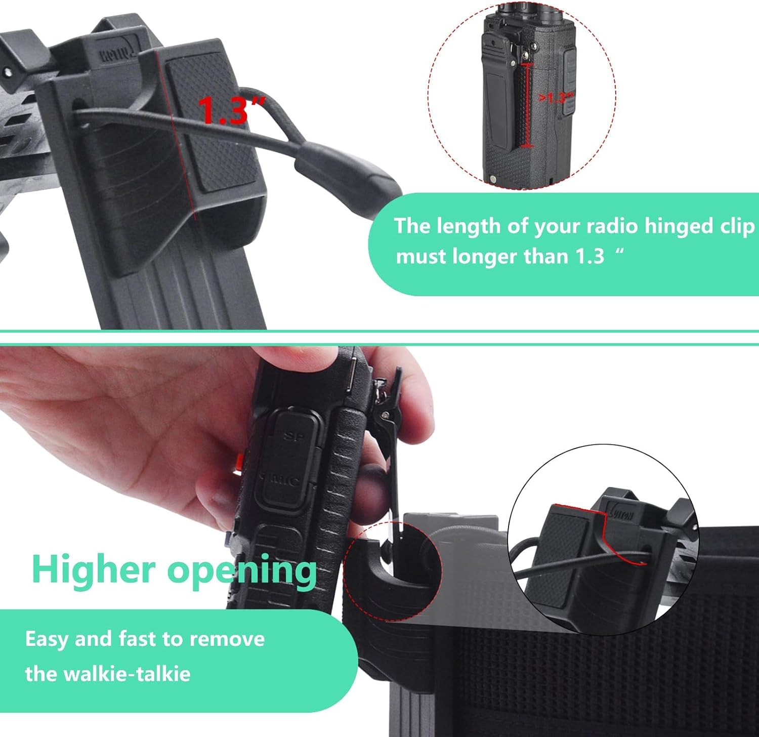 Tactical Radio Holder & Walkie Talkie Belt Clip - Heavy Duty Holster for Motorola, BaoFeng, Midland Radios (Fits Belts Up to 2.44