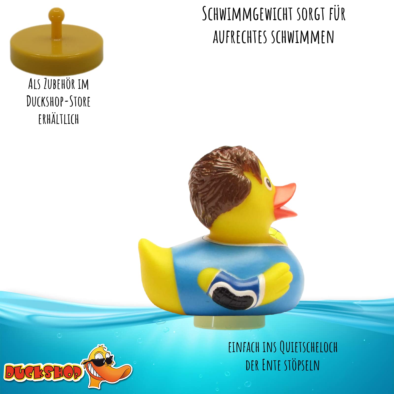 Duckshop Squeaky Bath Duck Toy - 8 cm Rubber Duck for Kids Bath Time Fun, Baby Shower Gift & Pool Party Decor