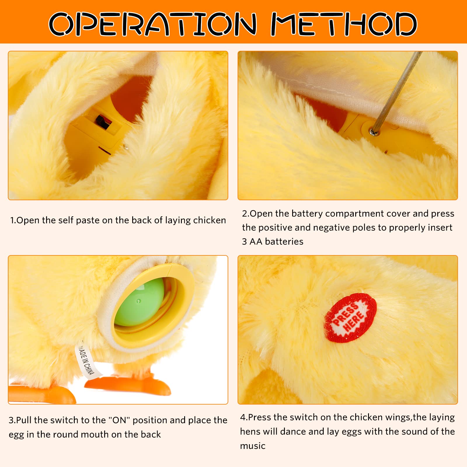 SOMOYA Electric Dancing Chicken Toy with Egg Laying & Music - Interactive Plush Animal Toy for Kids, Easter Gifts & Party Fun (Yellow) - Perfect for Easter Celebrations, Birthday Parties & Children's Playtime