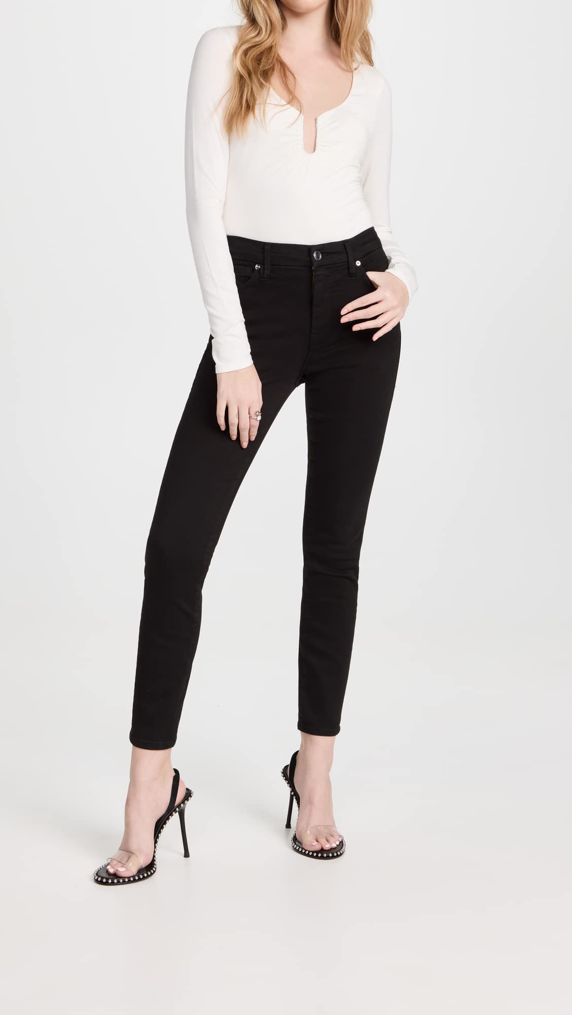 Good American Women's Good Legs Crop Jeans - High Waist Slimming Denim for Casual & Night Out | Perfect for Dates, Parties & Everyday Wear