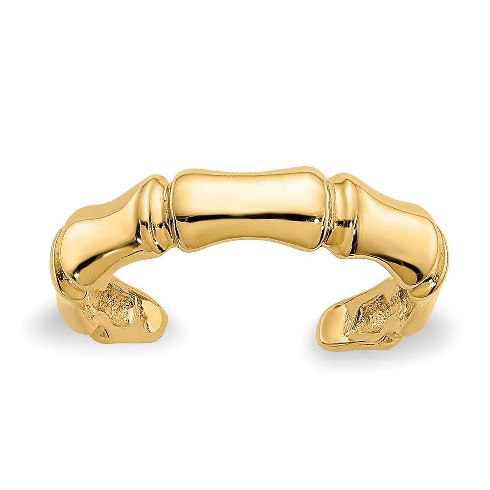 14K Yellow Gold Satin Polished Bamboo Toe Ring for Women - Dainty Foot Jewelry Gift for Her - Perfect for Beach, Summer & Boho Fashion Styles