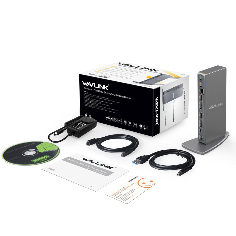 WAVLINK USB C Docking Station for Laptop - Dual Monitor Support with 5K/4K@60Hz, 2x DisplayPort + HDMI, 6x USB 3.0 Ports - Compatible with Windows & Chrome OS - Perfect for Home Office, Gaming & Multi-Tasking