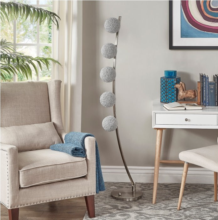 Modern Arch Floor Lamp with Wired Shades - Adjustable Reading Light for Living Room, Bedroom & Office - Dimmable LED Standing Lamp for Home Decor