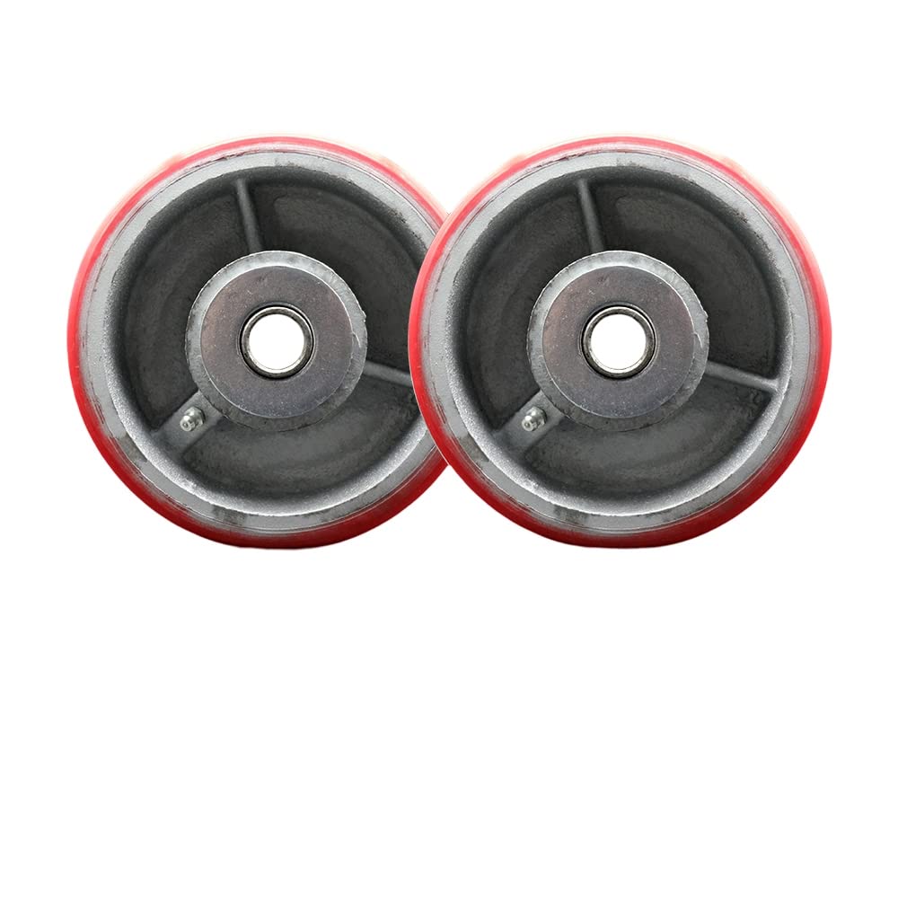 Go Mini's 6-Inch Red Polyurethane Replacement Wheels for Moving & Storage Containers – Heavy-Duty Cast Iron Set of 2 – Service Caster Brand – Perfect for Portable Storage Units, Moving Carts & Industrial Equipment