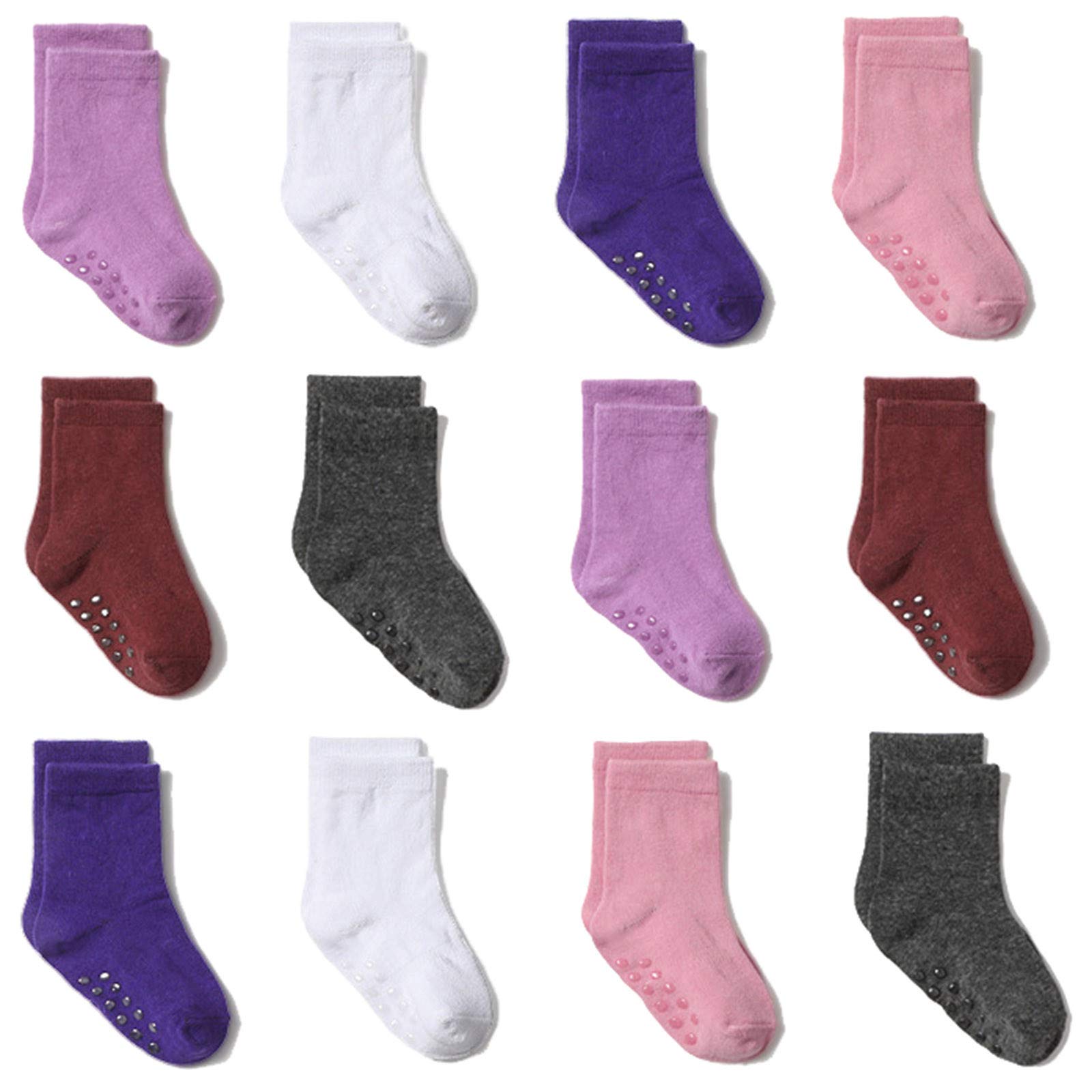Anti-Slip Warm Baby Socks 12-Pack - Soft Knitted Non-Slip Infant Socks for Girls & Boys - Perfect for Toddler Playtime & Winter Home Wear