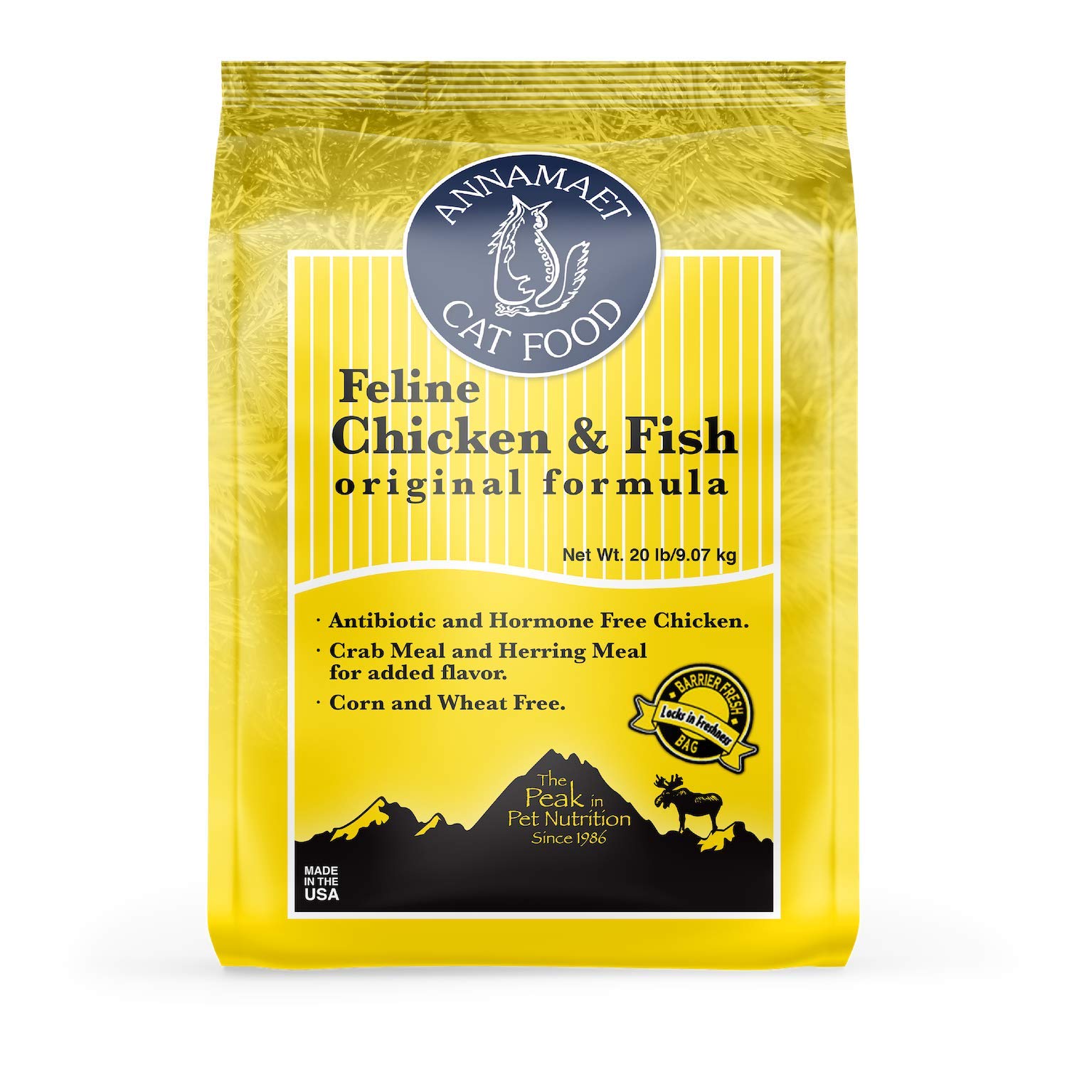 Annamaet Original Feline Formula Dry Cat Food - Chicken & Brown Rice Recipe, 20 lb Bag for Adult Cats - High Protein Grain-Free Kibble for Indoor & Outdoor Cats