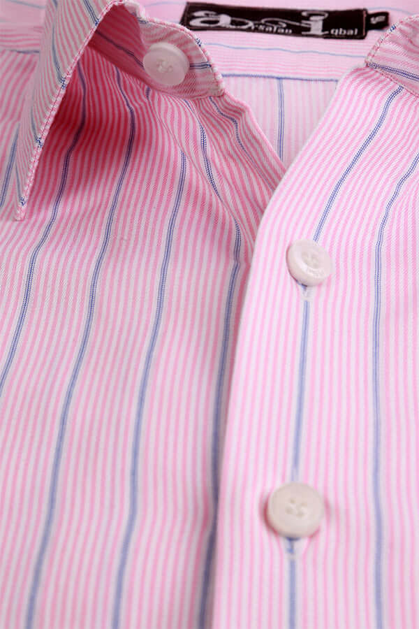 Elegant Pink Striped Formal Dress Shirt for Women - Office Wear, Business Meetings & Special Occasions