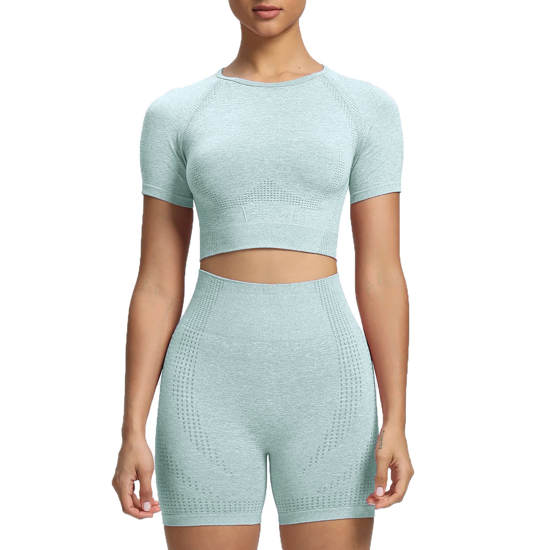 Aoxjox Women's Seamless Crop Top - Breathable Workout Shirt for Yoga, Gym & Running | Comfortable Athletic T-Shirt for Fitness, Training & Casual Wear