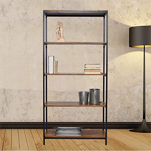 Carolina Classics Isaac Tall Bookcase in Chestnut and Black - Modern Wooden Bookshelf for Home Office, Living Room & Bedroom Storage - Stylish & Functional Furniture for Books, Decor & Organizing