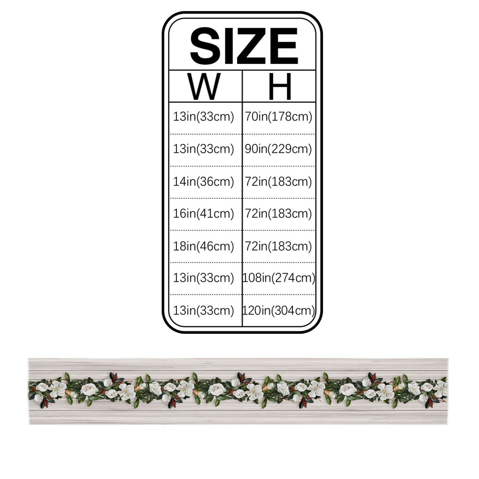 Floral Burlap Linen Table Runner 13x108 Inch - Rustic Magnolia Flower Wood Grain Design for Kitchen, Dining Table Decor | Perfect for Weddings, Bridal Showers & Daily Home Decor