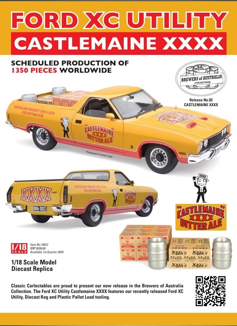 1:18 Scale Classic Carlectables Ford XC Falcon 351 Utility Castlemaine XXXX 18812 Die-Cast Model Car - Perfect for Collectors, Display, and Gifts