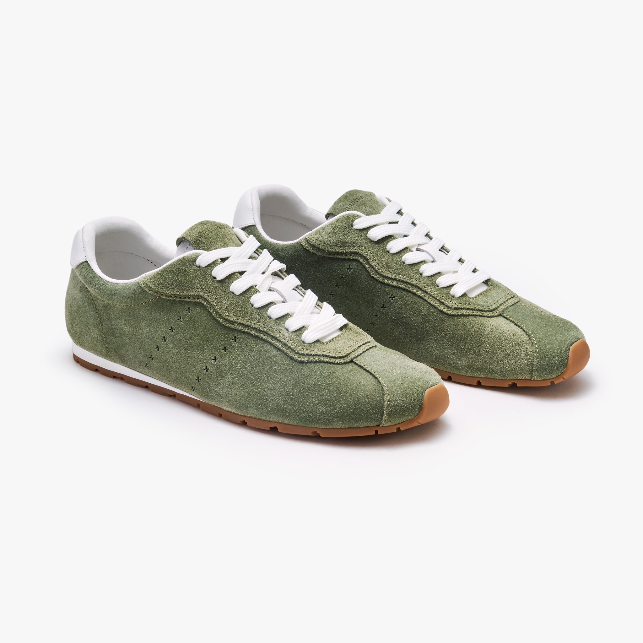 Soft Olive Suede Sneakers for Women - Comfortable Casual Walking Shoes for Everyday Wear, Gym, and Travel