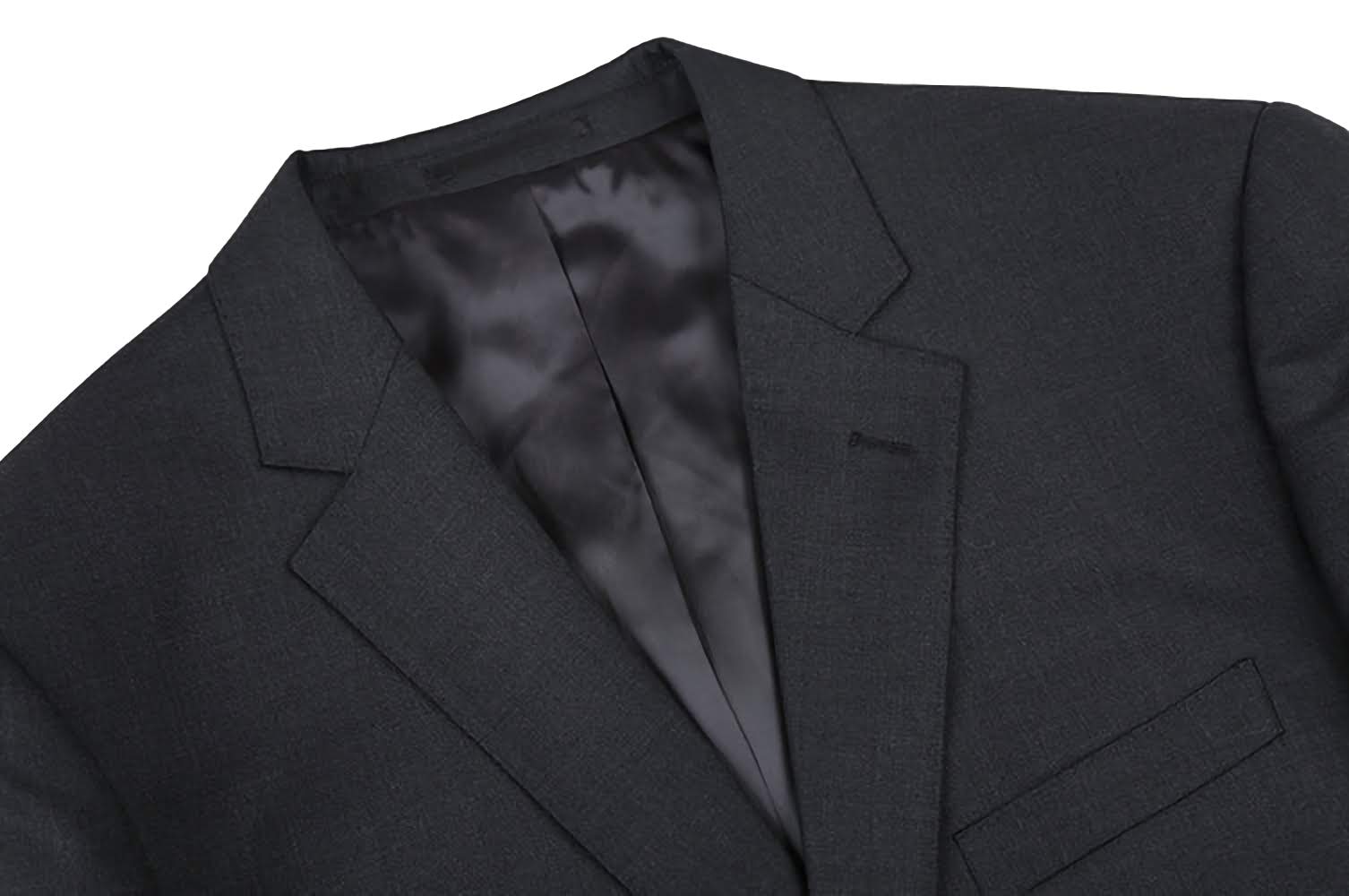 100% Virgin Wool Men's 2-Piece Suit - Regular Fit Charcoal Gray 2-Button Business Formal Attire for Office, Weddings & Special Occasions