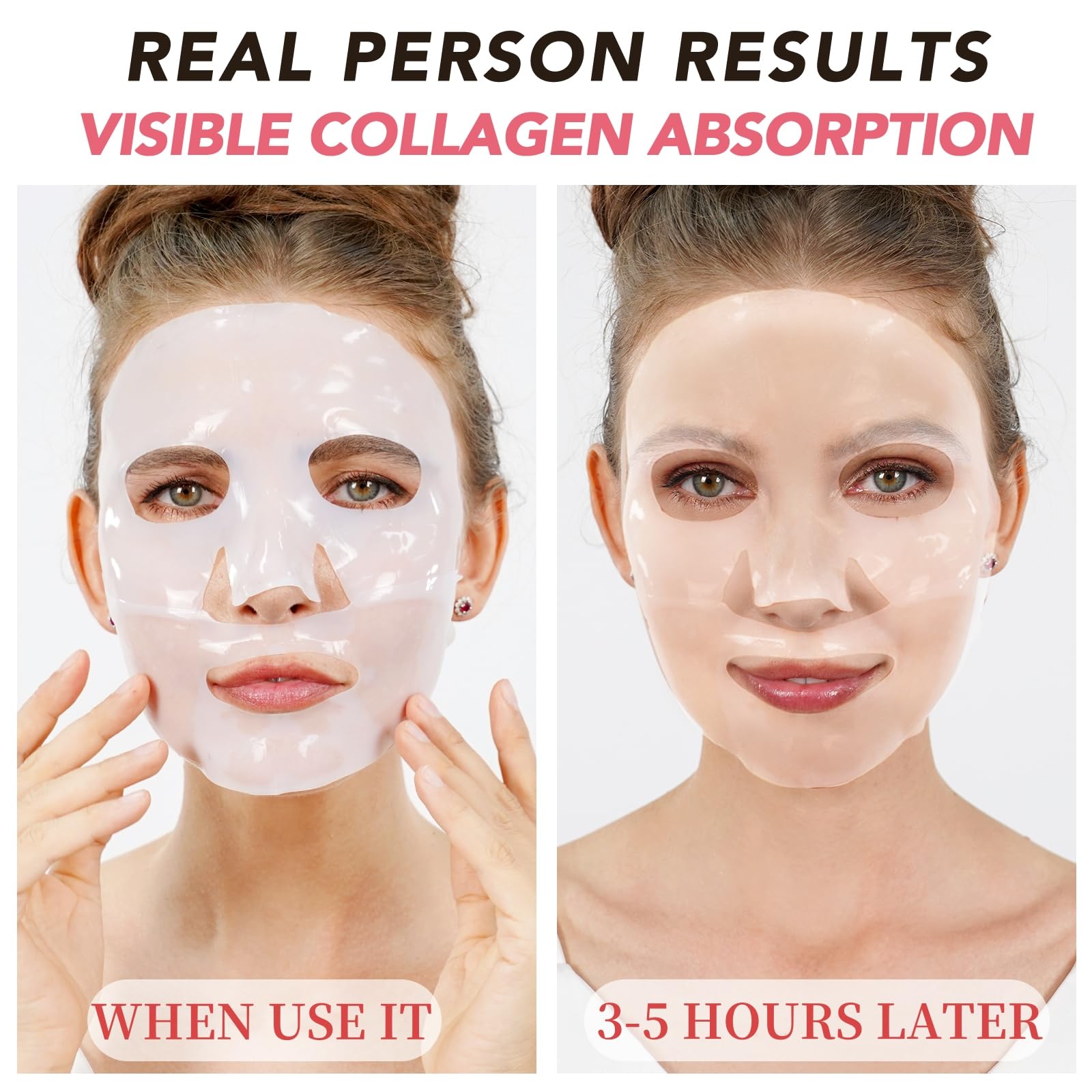 Collagen Face Mask - Deep Anti-Wrinkle & Lifting Treatment for Overnight Use (4 Pack) | Hydrating Skincare for Nighttime Routine & Spa Days