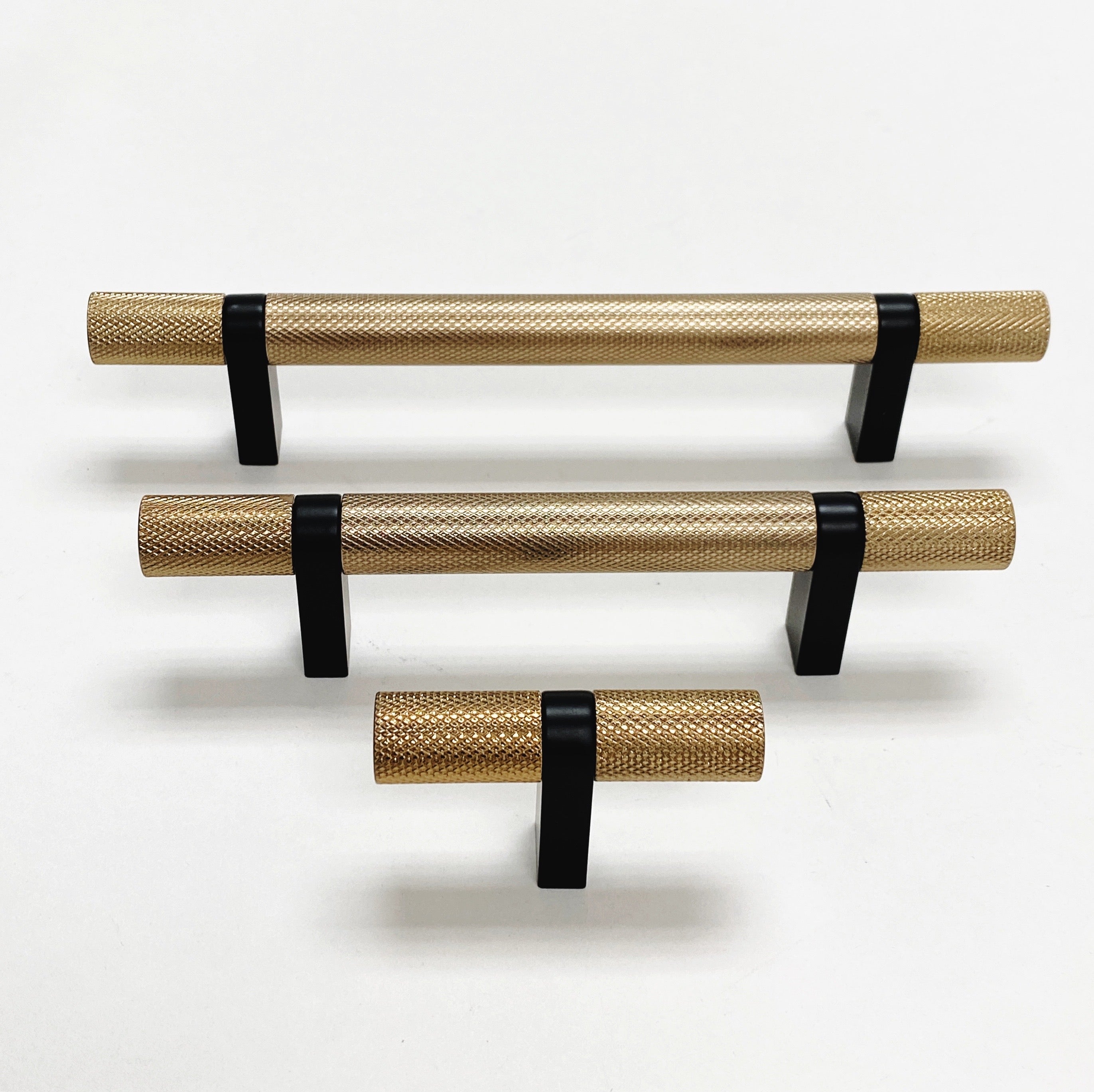 Knurled Select T Bar Champagne Bronze & Matte Black Cabinet Knobs and Pulls - Perfect for Kitchen, Bathroom, and Furniture Upgrades