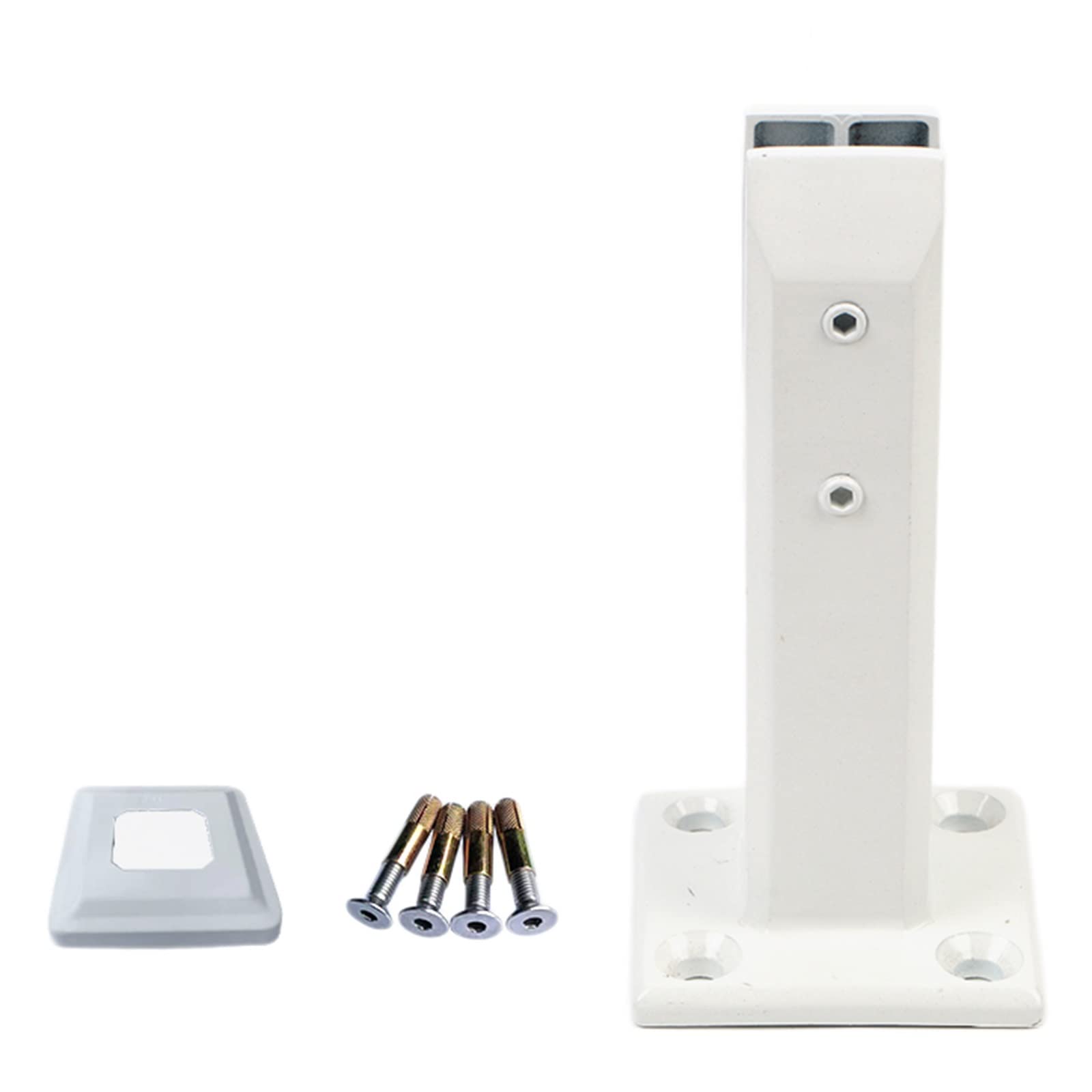 Stainless Steel Square Glass Spigot Clamp - 20cm Tall Balustrade Railing Clamp for 10-12mm Glass - Pool, Garden, Stairs, Balcony & Glass Fence Installation (8PCS, White) - Perfect for Home & Commercial Glass Railing Projects