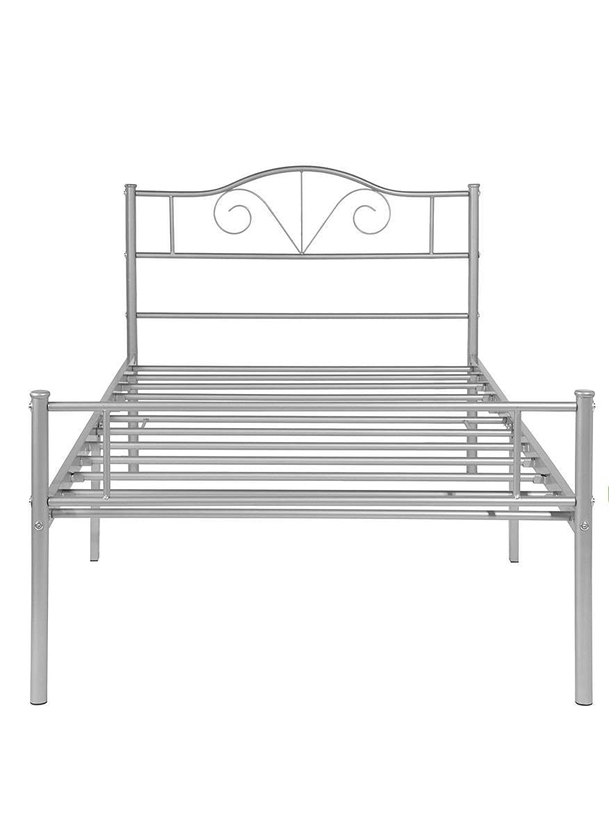 Twin Size Metal Bed Frame with Headboard - Sturdy Mattress Platform Foundation for Bedroom Furniture | Perfect for Kids' Rooms, Guest Beds & Small Spaces