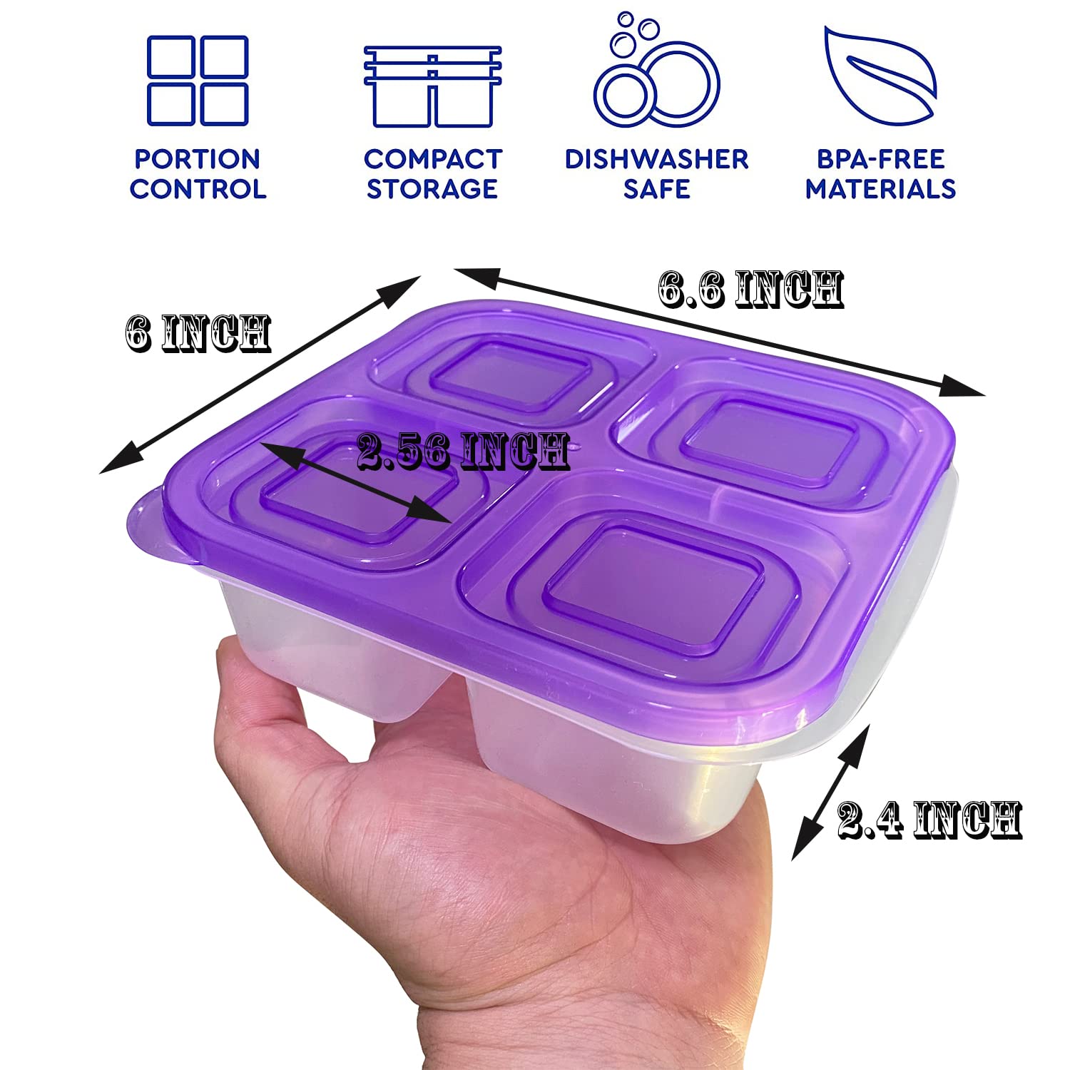 AQSXO 5-Piece Bento Box Set - Reusable Divided Food Storage Containers with Lids for Meal Prep, Lunch, Travel & Picnics | Leak-Proof Snack Containers for Adults & Kids