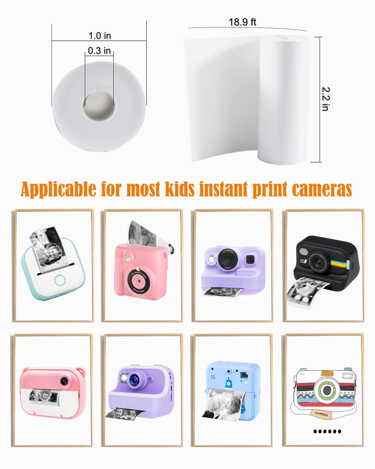 Kids Instant Camera Refill Paper - 12 Rolls HD Thermal Print Paper Set for Portable Film Cameras | Candy Colors | Perfect for Birthday Gifts, Travel Souvenirs & Creative Photography