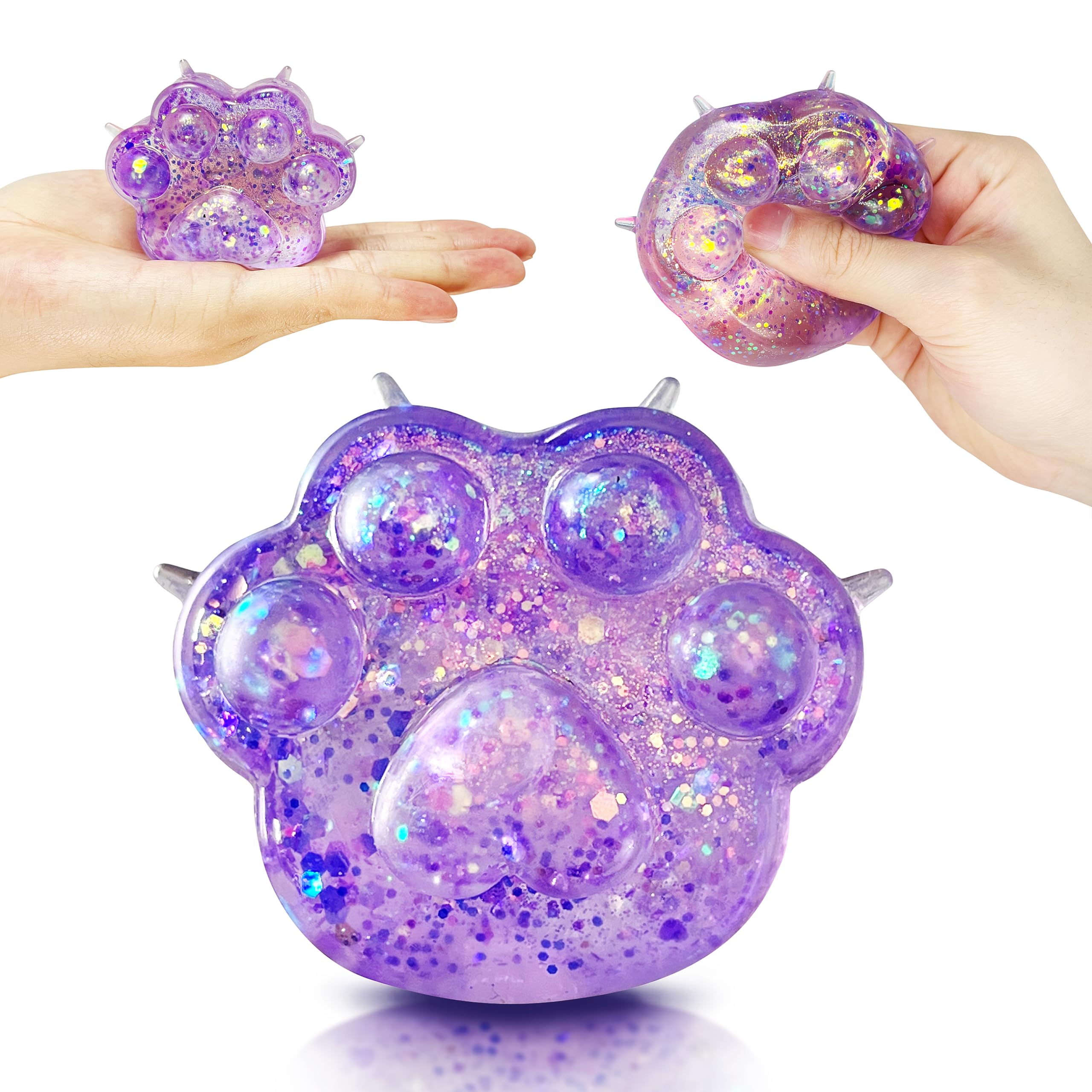 ZTATU Cat Paws Stress Relief Squishy Ball - 1PC Sensory Fidget Toy for Adults & Kids, Autism Anxiety Relief, Party Favors & Easter Basket Stuffers (Purple) - Perfect for Office Stress, Classroom Focus & Travel Relaxation