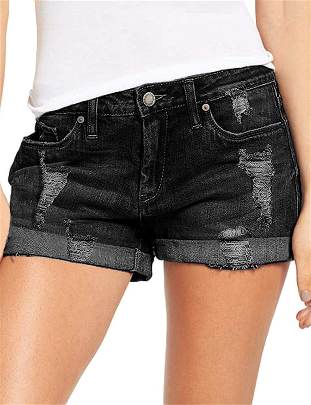 MODARANI Women's Ripped Distressed Denim Shorts - High Waisted Cut Off Jean Shorts for Summer | Perfect for Beach, Casual Outfits & Music Festivals