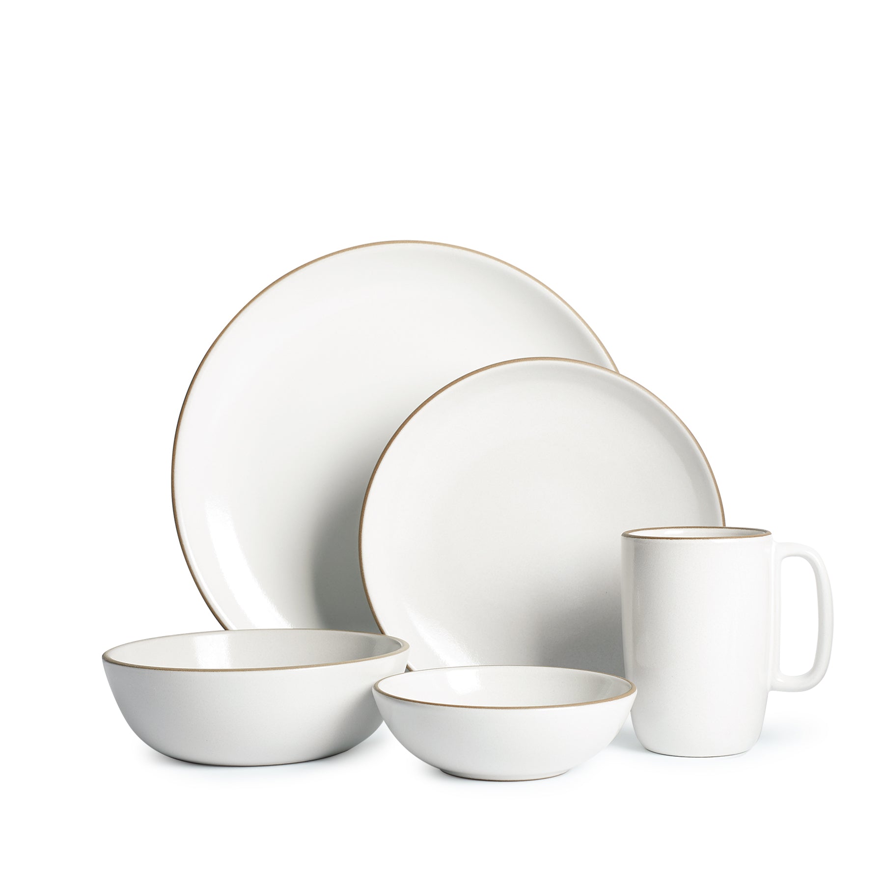 Premium Opaque White 5-Piece Dinnerware Set - Elegant Porcelain Plates & Bowls for Everyday Dining, Dinner Parties & Home Decor