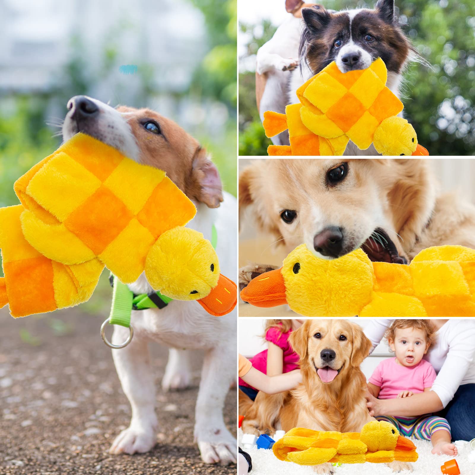 Mihachi 16 Pack Squeaky Dog Toys - No Stuffing Plush Chew Toys for Small Medium Large Dogs - Durable Duck Squeaker Mat for Puppies & Adult Dogs - Perfect for Playtime, Training & Teething Relief